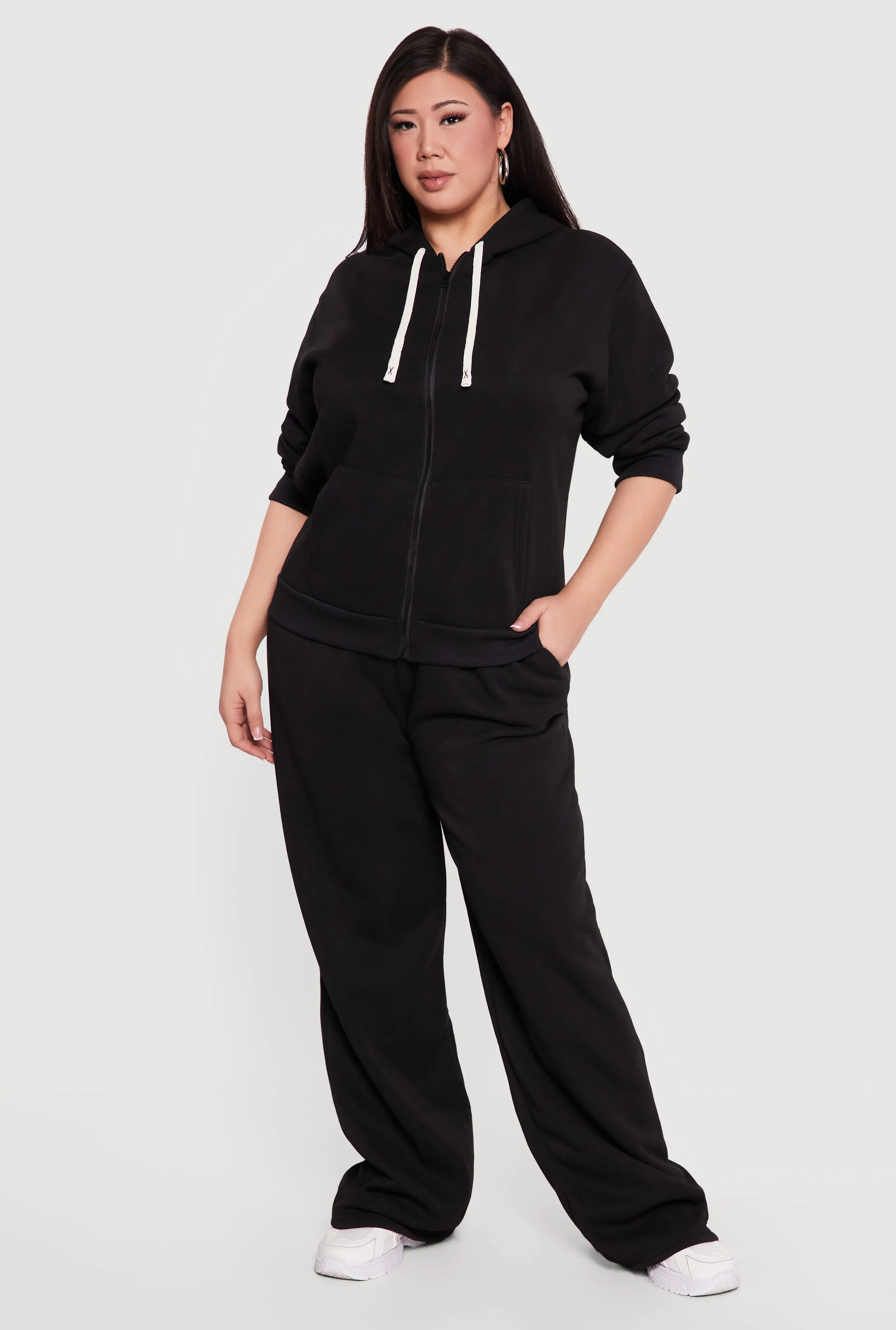 Plus Size High Waisted Wide Leg Fleece Sweatpants sold by Rainbow