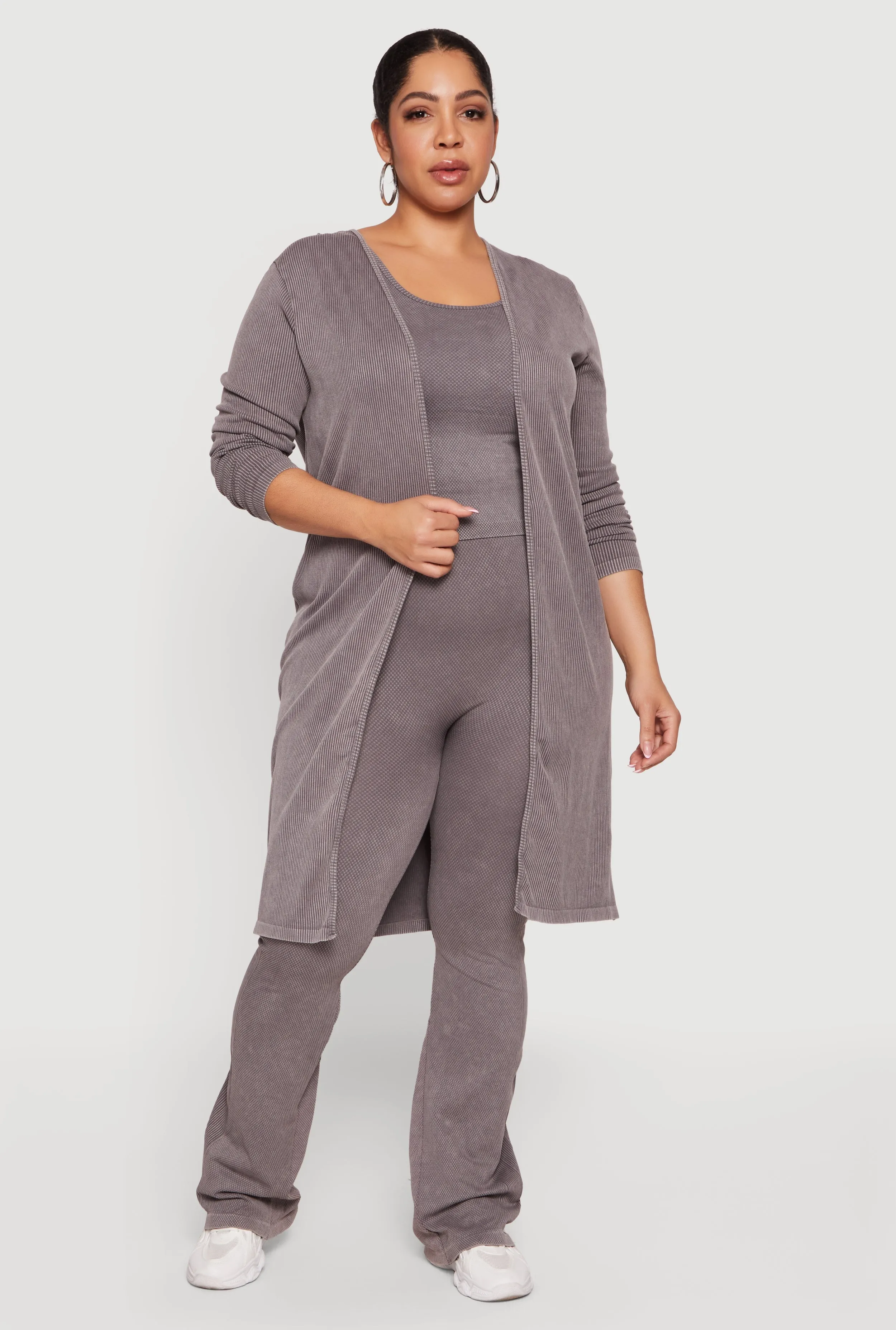 Plus Size Acid Wash Textured Knit Flare Leggings sold by Rainbow