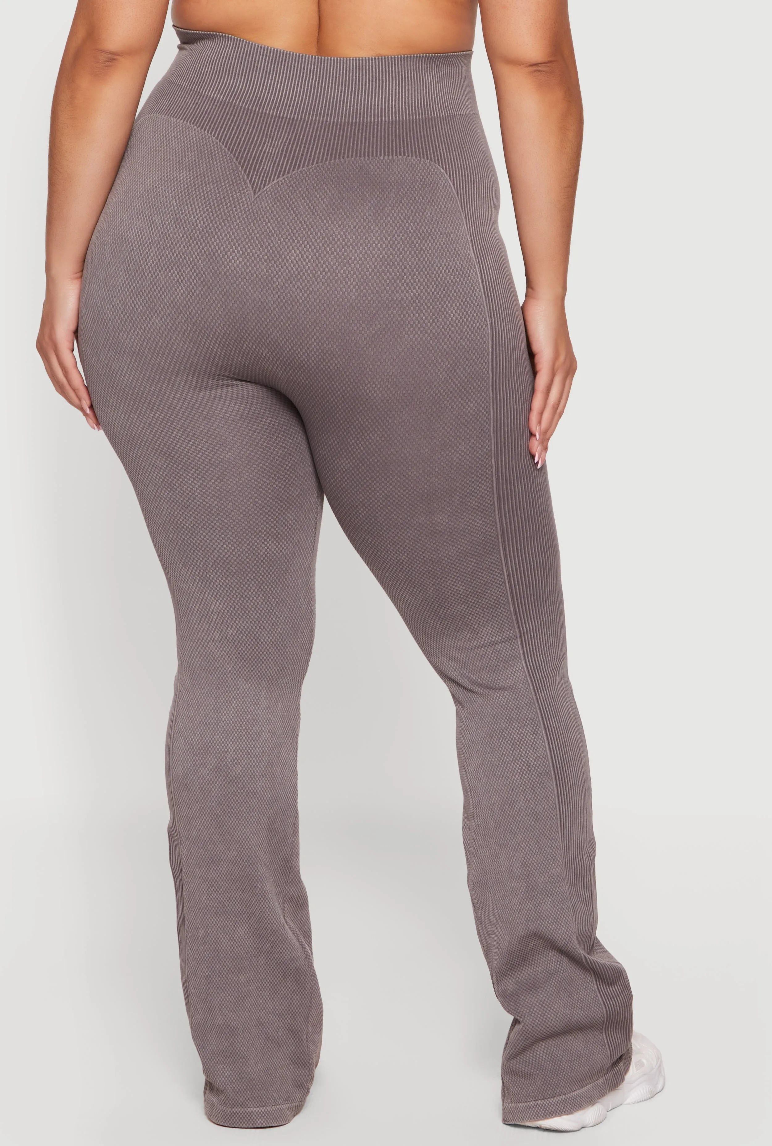 Plus Size Acid Wash Textured Knit Flare Leggings sold by Rainbow product image thumbnail 5