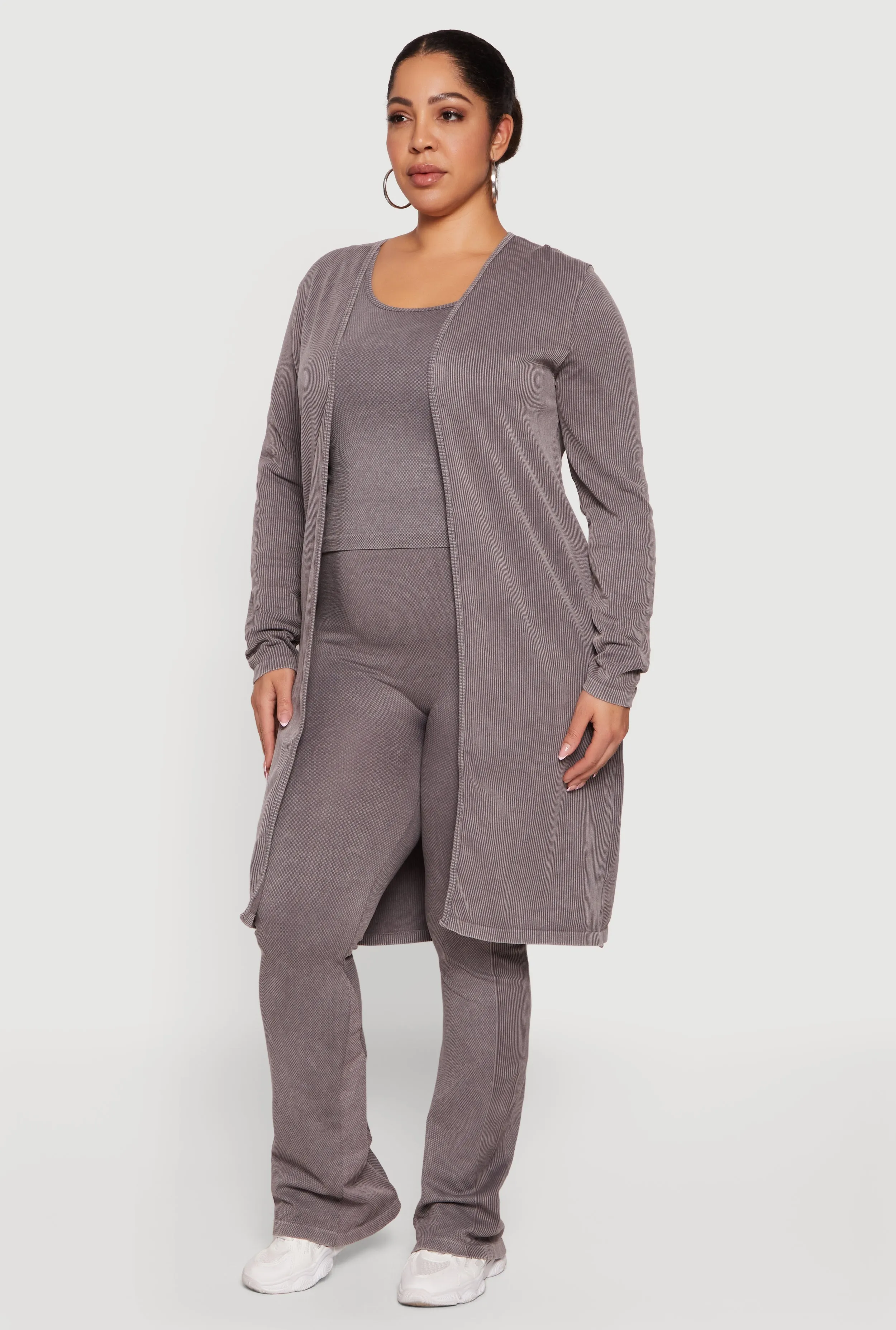 Plus Size Acid Wash Textured Knit Flare Leggings sold by Rainbow product image thumbnail 2