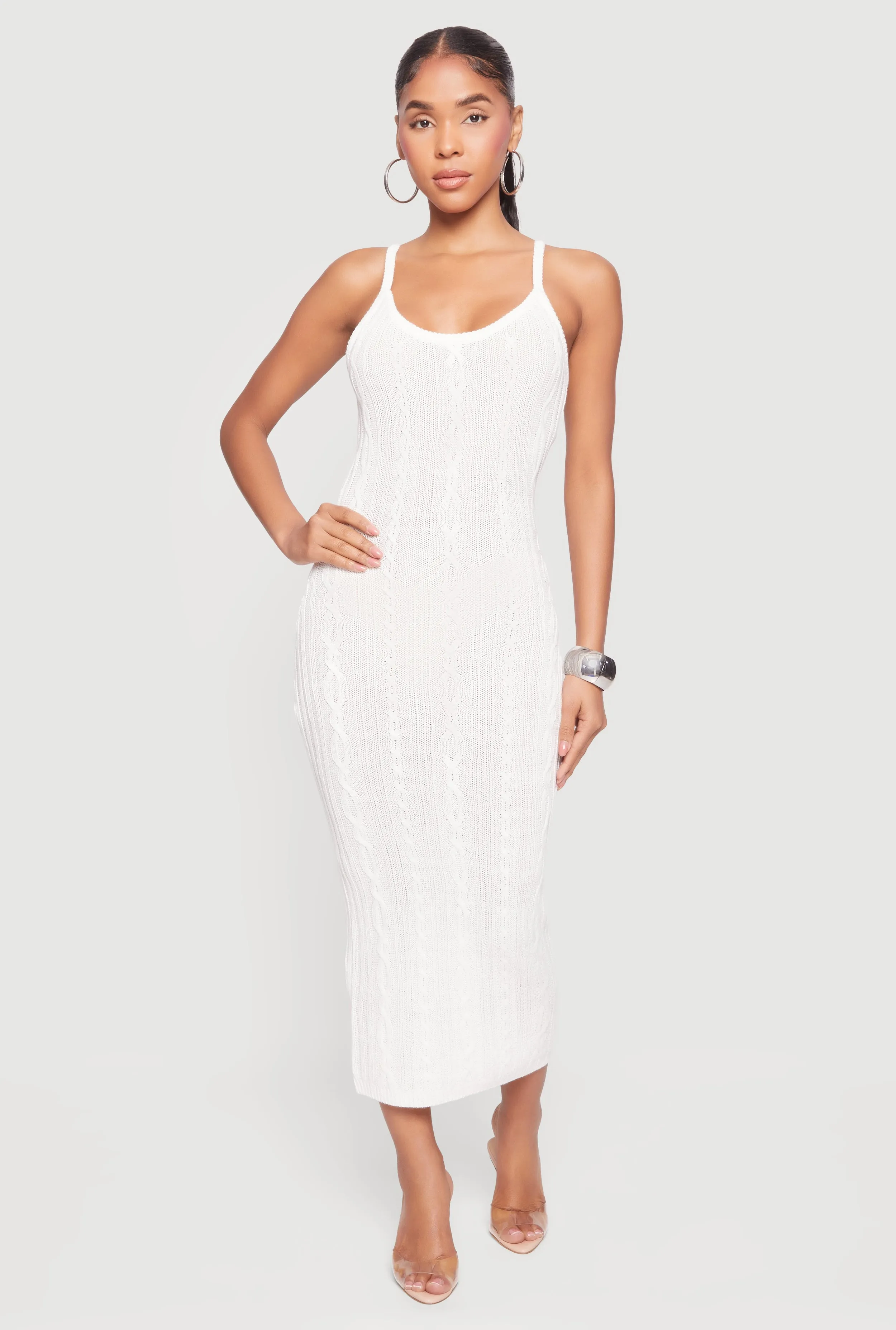 Cable Knit Scoop Neck Cami Maxi Dress sold by Rainbow product image thumbnail 3