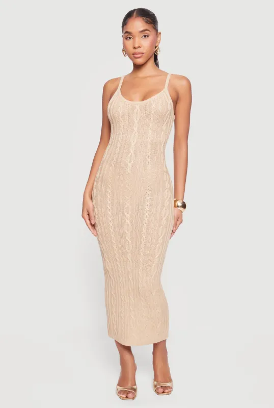Cable Knit Scoop Neck Cami Maxi Dress sold by Rainbow