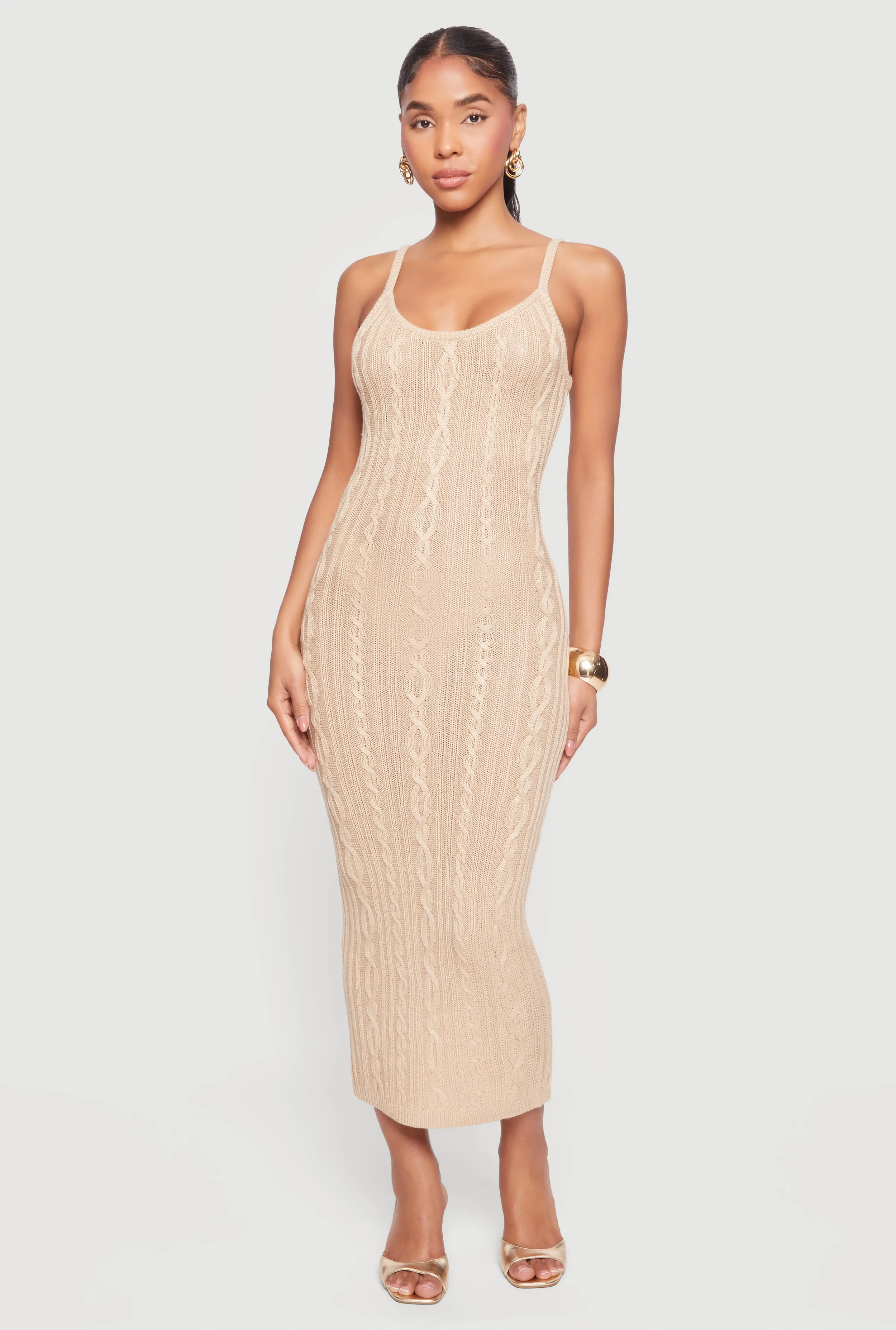 Cable Knit Scoop Neck Cami Maxi Dress sold by Rainbow