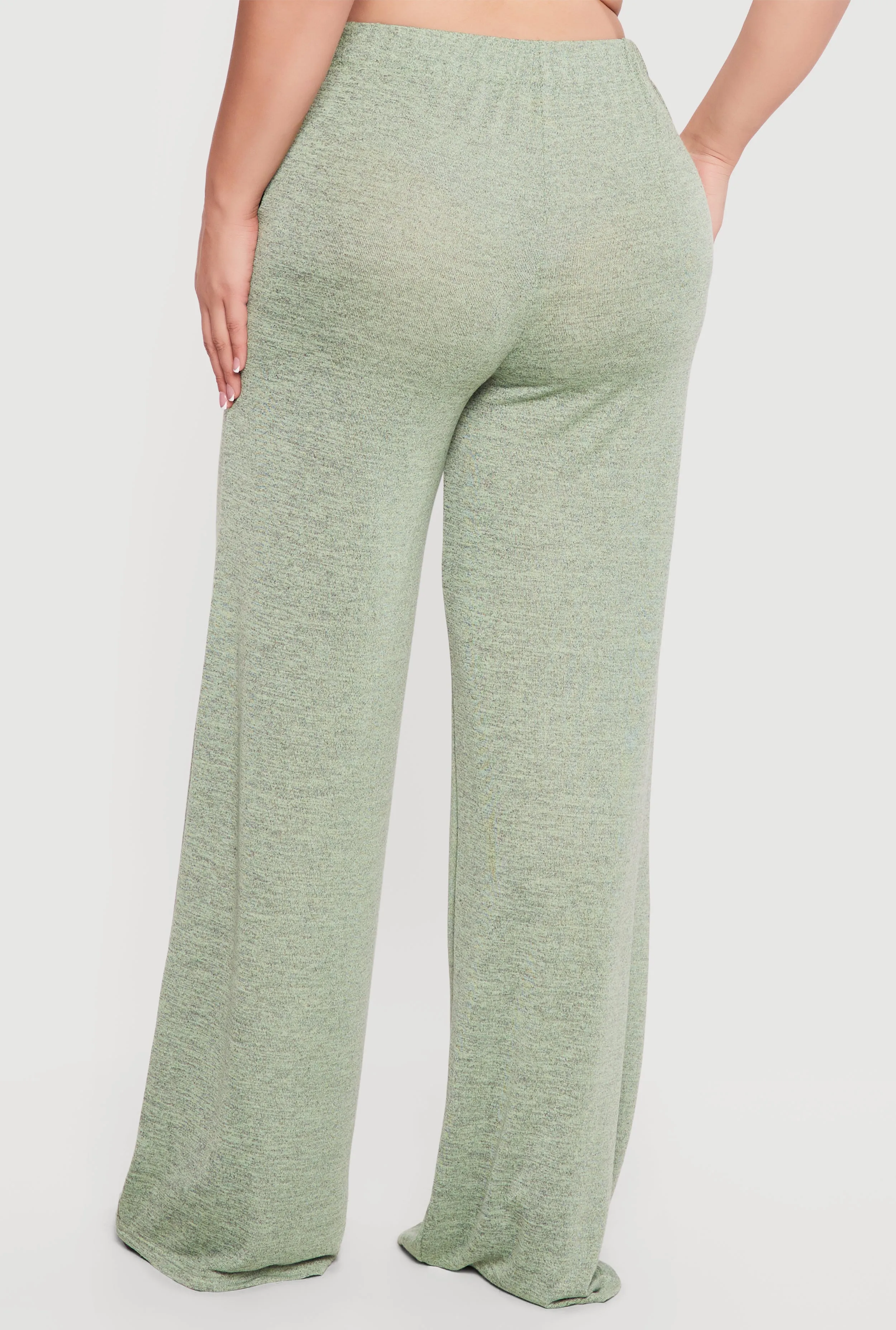 Plus Size High Waisted Wide Leg Brushed Knit Pants sold by Rainbow product image thumbnail 5