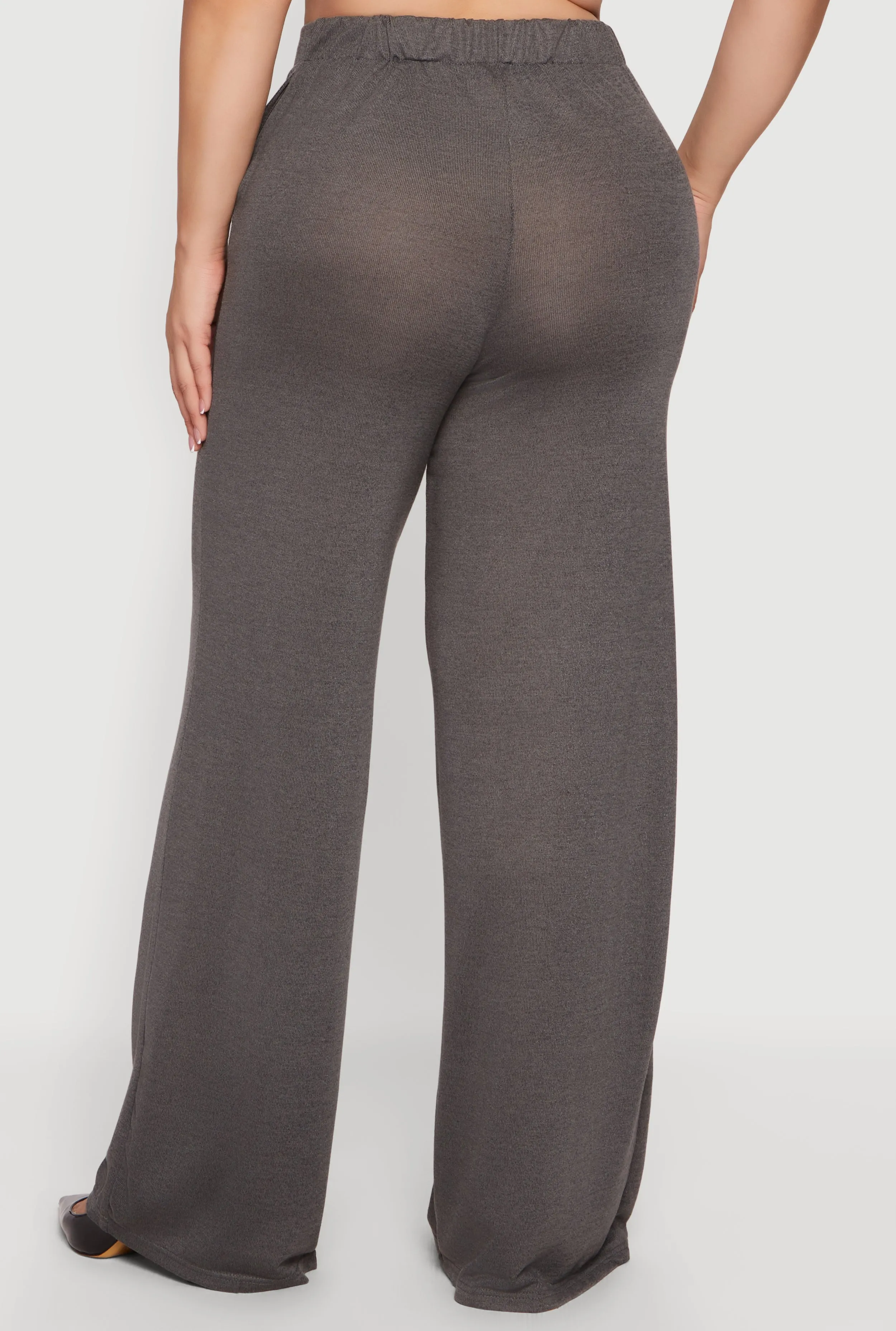 Plus Size High Waisted Wide Leg Brushed Knit Pants sold by Rainbow product image thumbnail 5