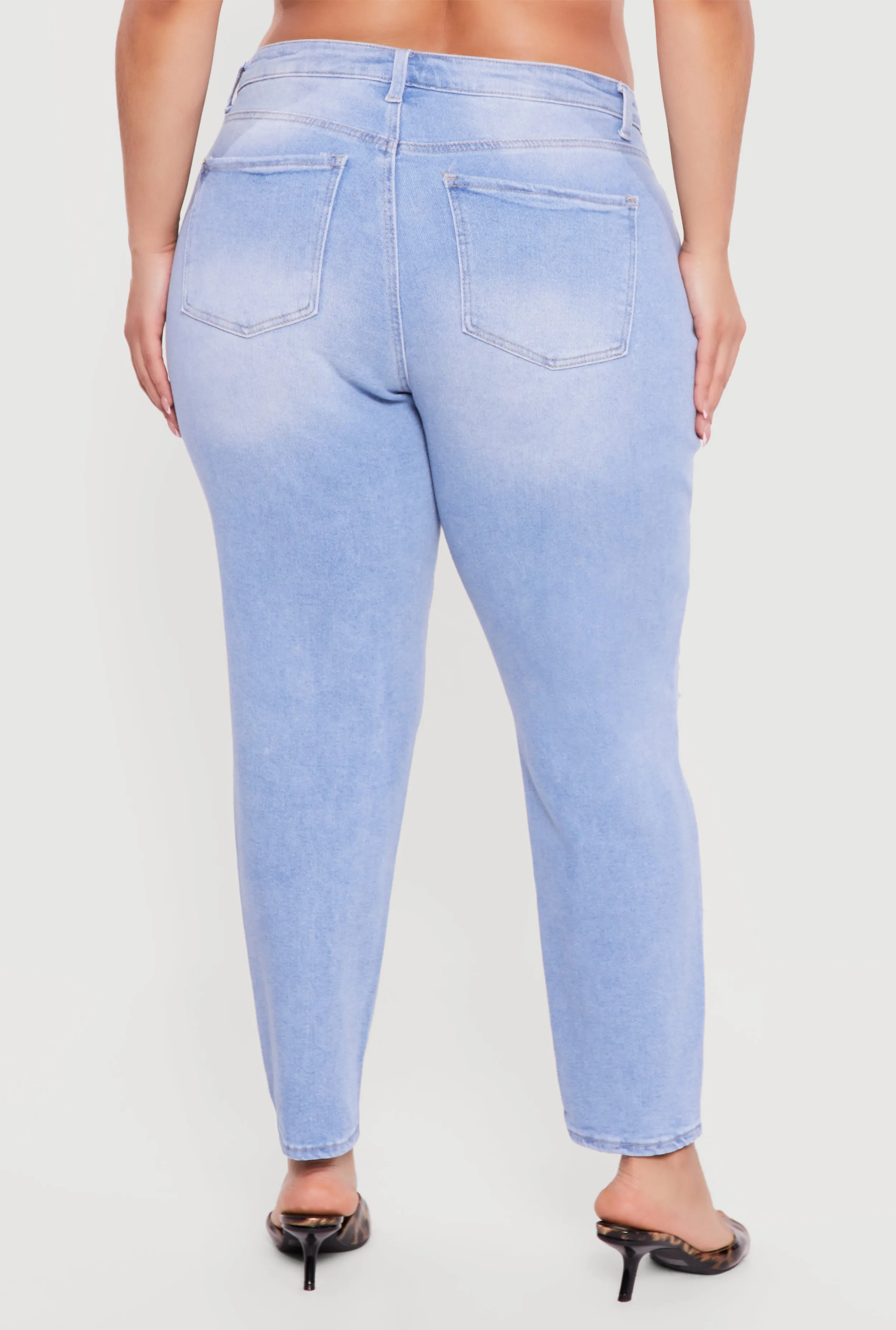 Plus Size WAX High Waisted Distressed Mom Jeans sold by Rainbow product image thumbnail 5