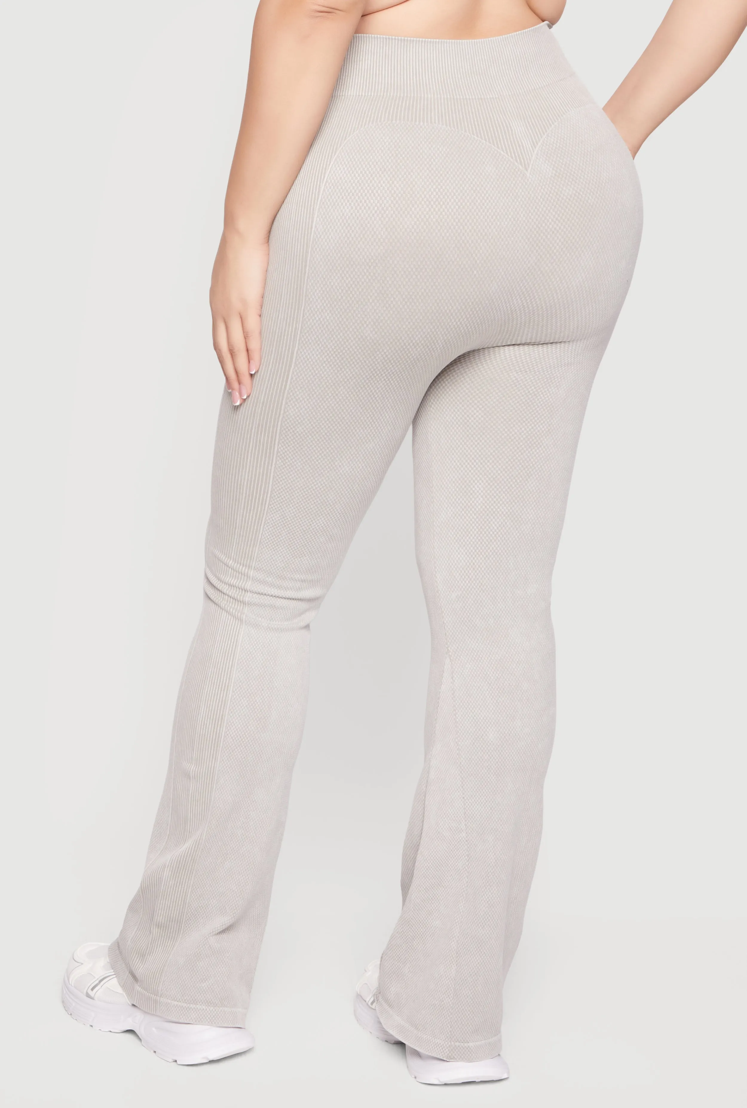 Plus Size Acid Wash Textured Knit Flare Leggings sold by Rainbow product image thumbnail 5