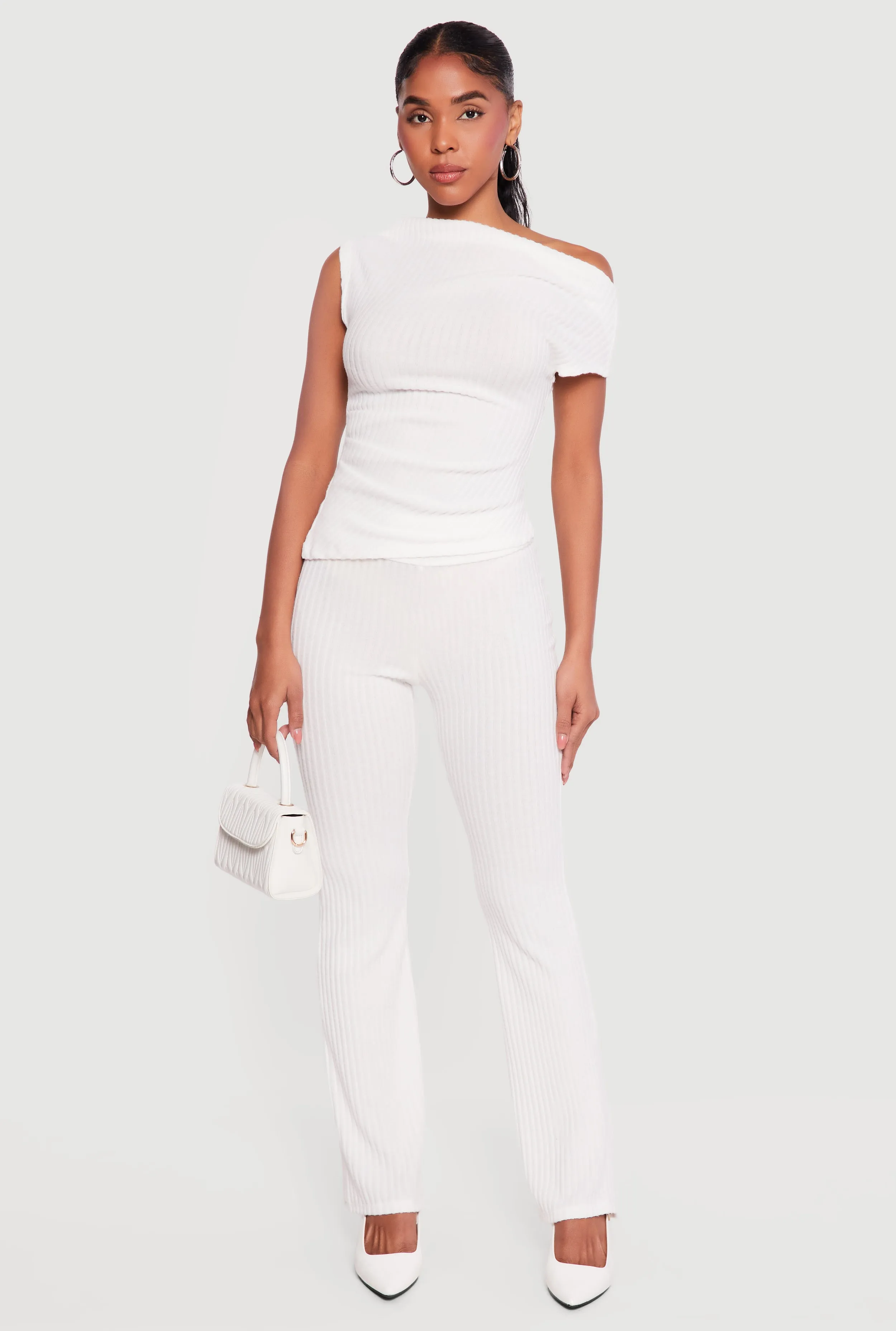 Ribbed Knit High Waisted Slim Bootcut Pants sold by Rainbow