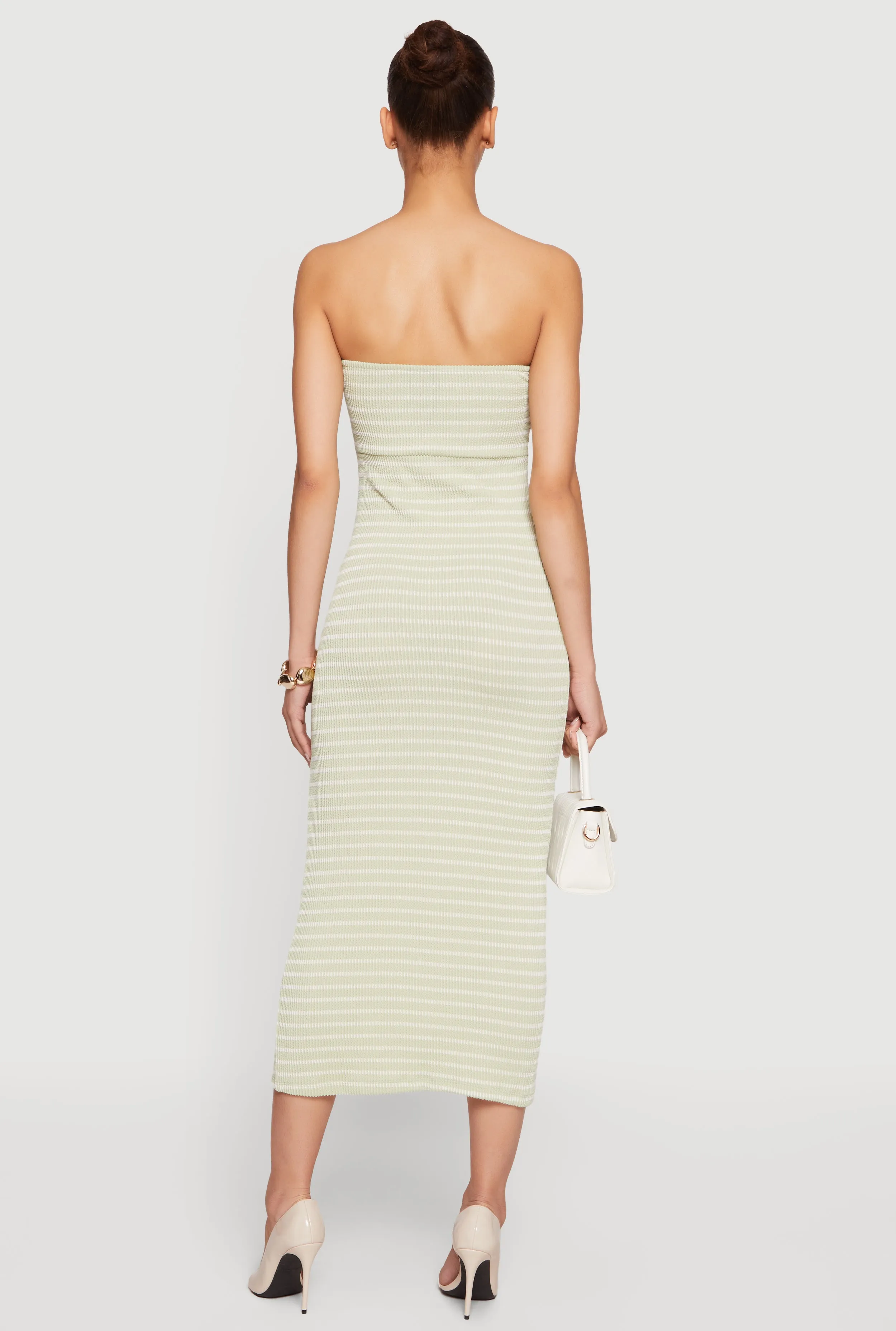 Striped Rib Knit Twist Front Tube Dress sold by Rainbow product image thumbnail 3