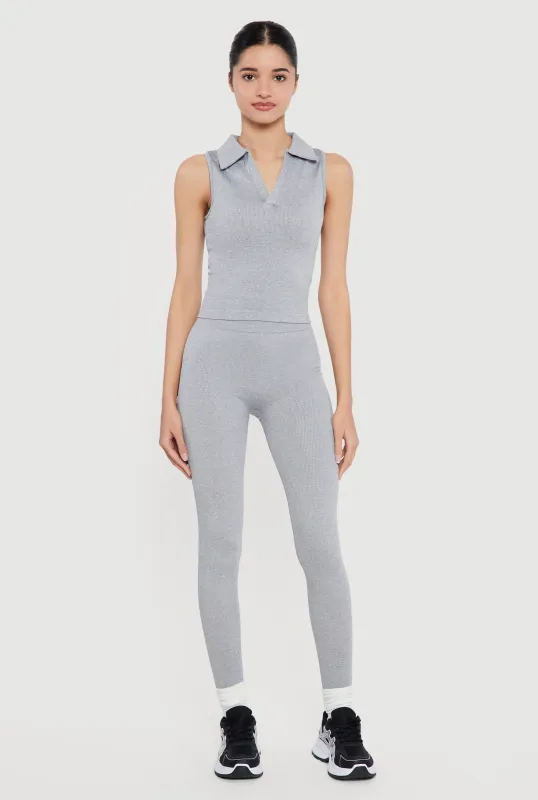 High Waisted Seamless Compression Rib Leggings sold by Rainbow