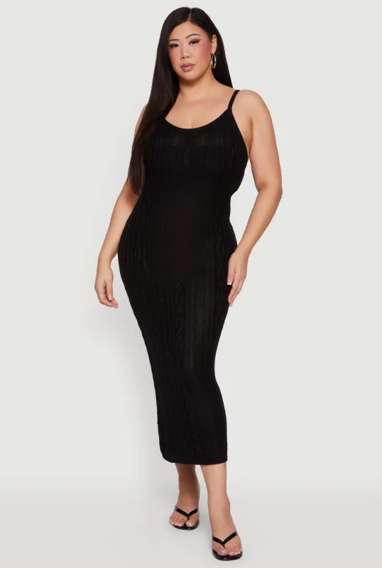 Plus Size Cable Knit Scoop Neck Cami Maxi Dress sold by Rainbow