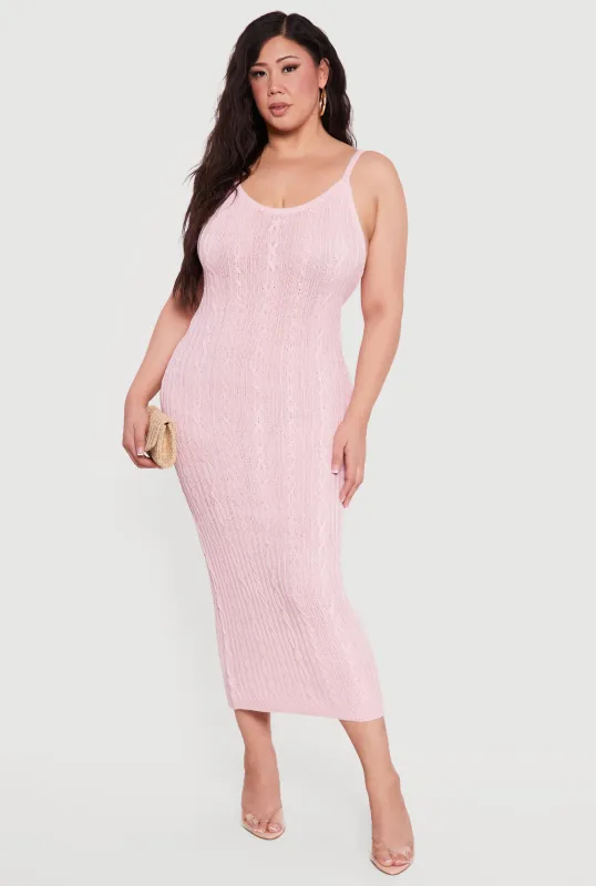 Plus Size Cable Knit Scoop Neck Cami Maxi Dress sold by Rainbow