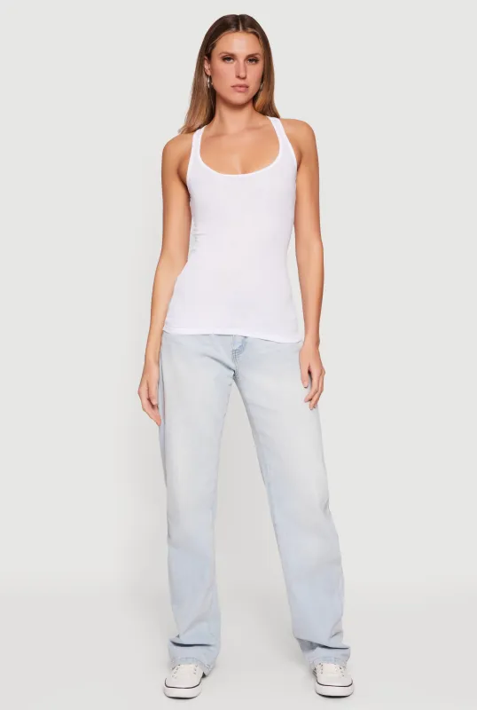 Rib Knit Racerback Tank Top sold by Rainbow