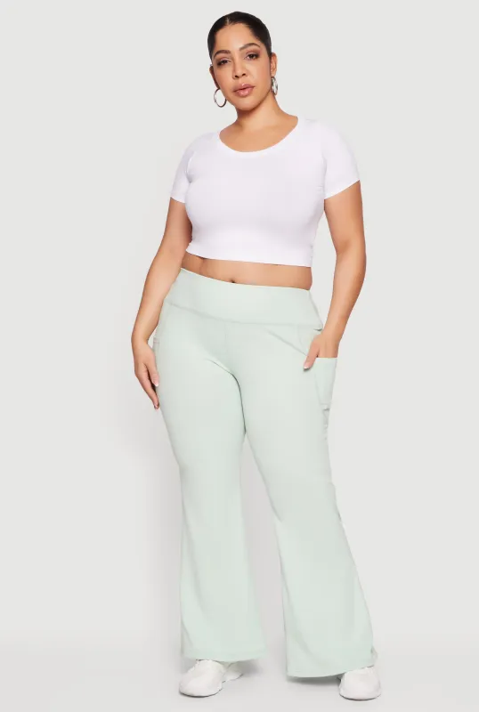 Plus Size Flare Leg Active Pants with Pockets sold by Rainbow