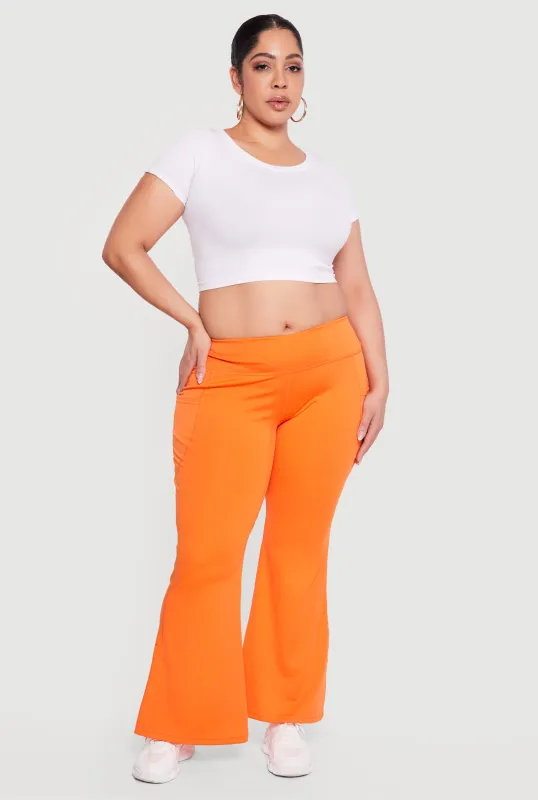 Plus Size Flare Leg Active Pants with Pockets sold by Rainbow