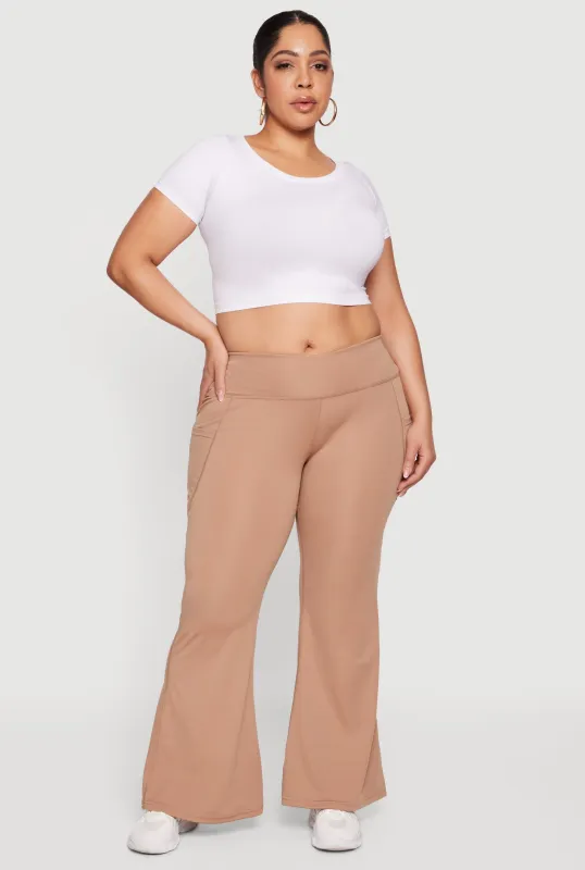 Plus Size Flare Leg Active Pants with Pockets sold by Rainbow