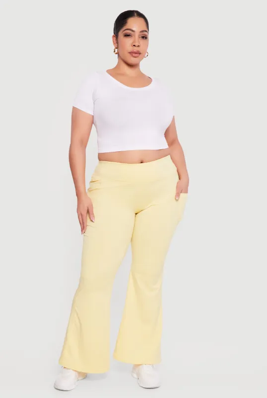 Plus Size Flare Leg Active Pants with Pockets sold by Rainbow
