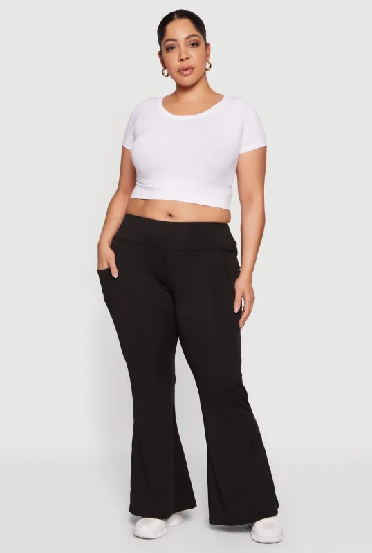 Plus Size Flare Leg Active Pants with Pockets sold by Rainbow