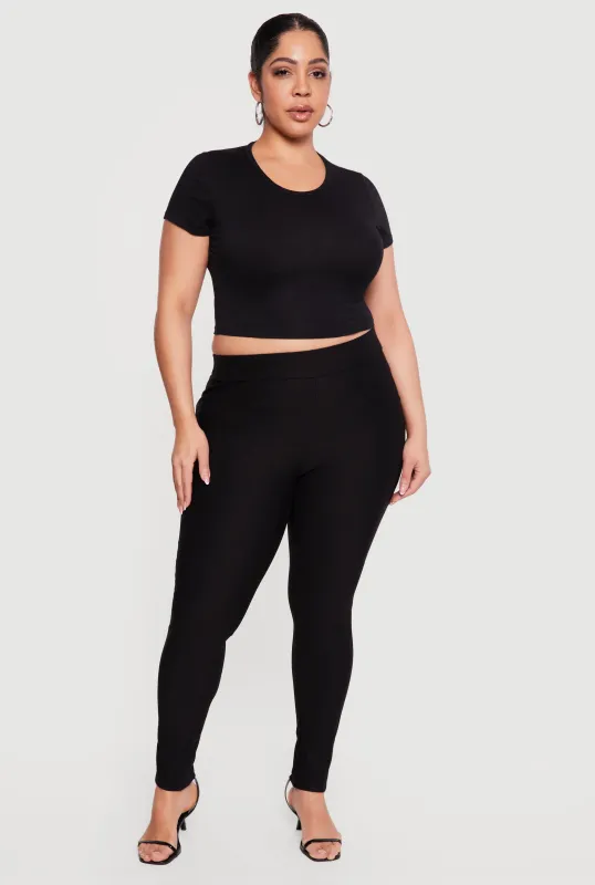Plus Size Ponte Pull On Skinny Pants sold by Rainbow