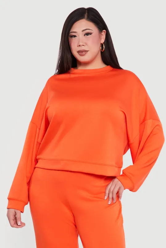 Plus Size Long Sleeve High Neck Pullover Sweatshirt made by Rainbow