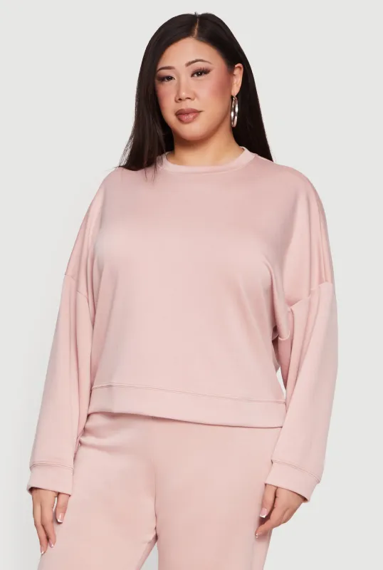 Plus Size Long Sleeve High Neck Pullover Sweatshirt made by Rainbow