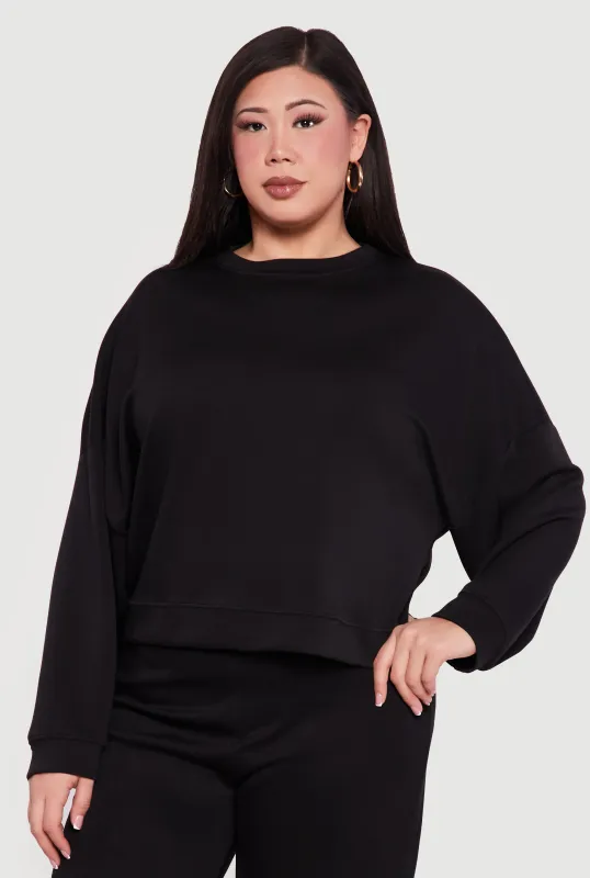 Plus Size Long Sleeve High Neck Pullover Sweatshirt made by Rainbow