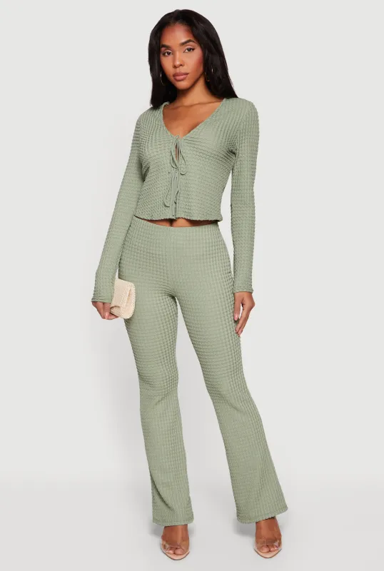 High Waisted Textured Knit Slim Bootcut Pants sold by Rainbow