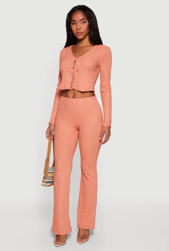 High Waisted Textured Knit Slim Bootcut Pants sold by Rainbow