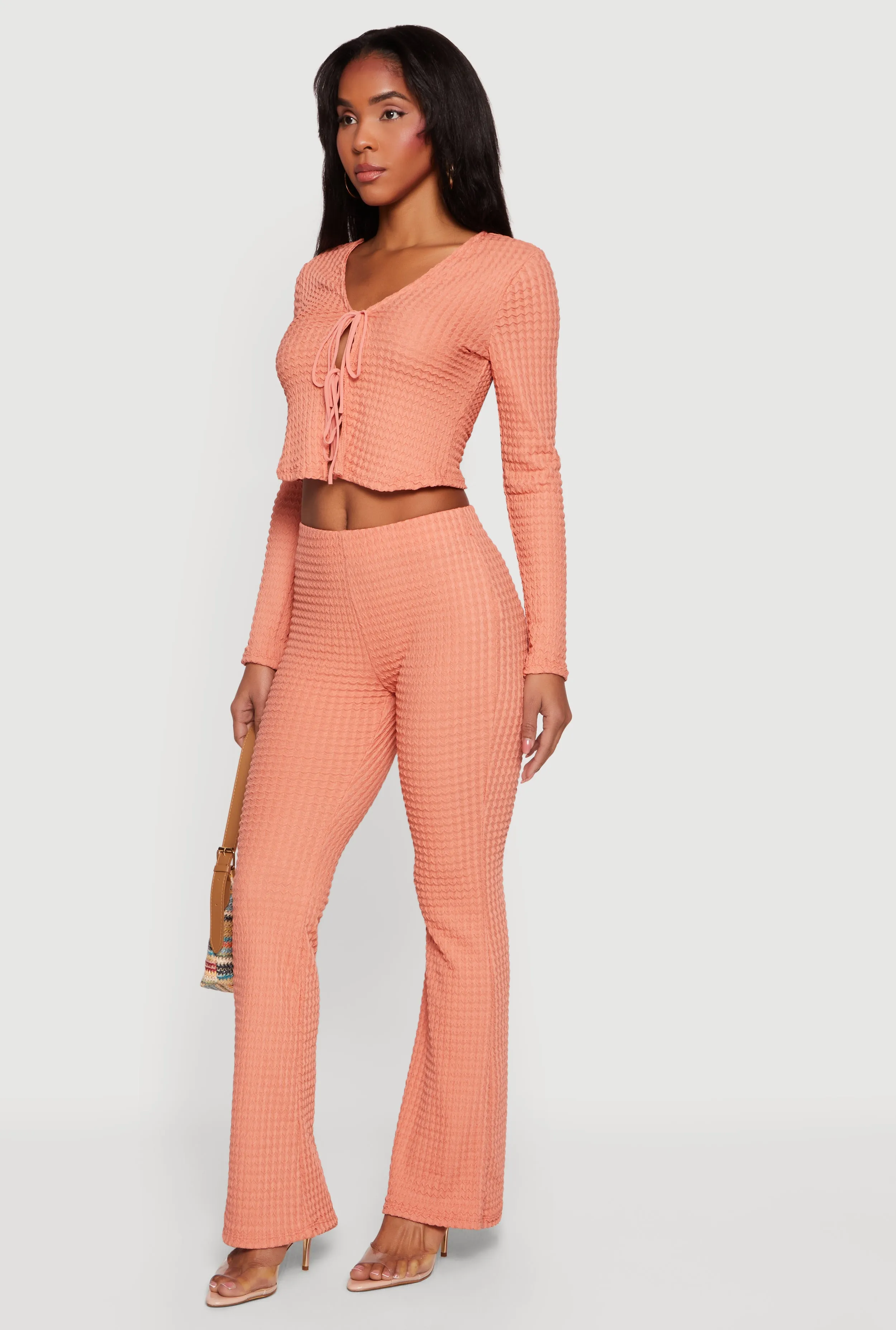 High Waisted Textured Knit Slim Bootcut Pants sold by Rainbow product image thumbnail 2