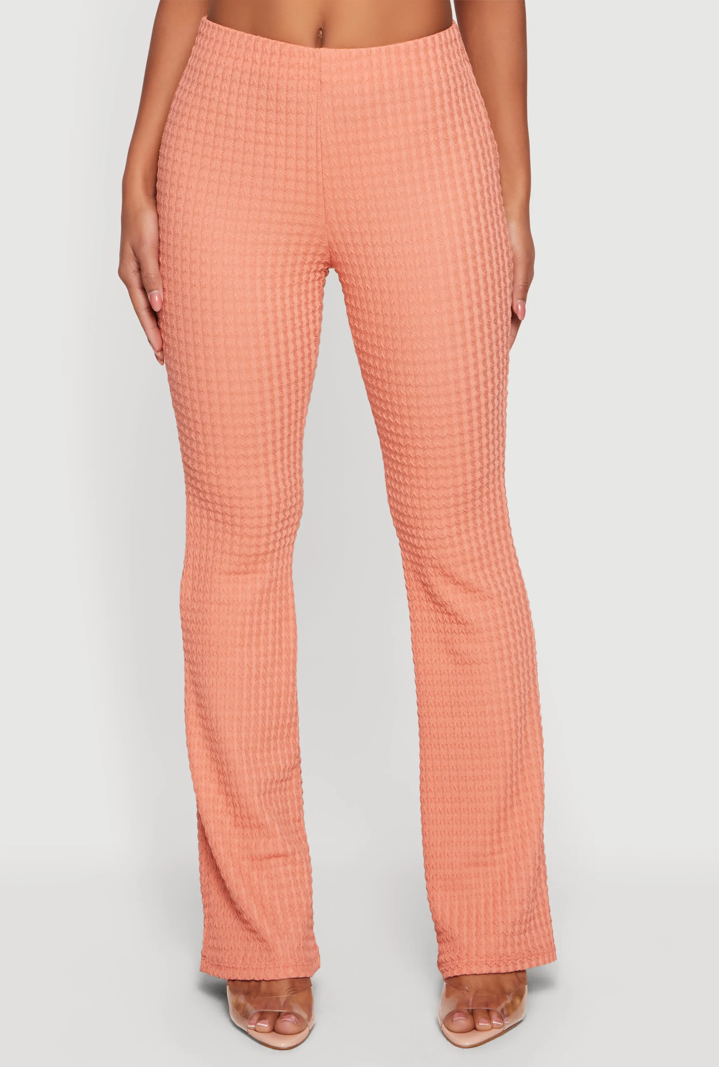 High Waisted Textured Knit Slim Bootcut Pants sold by Rainbow product image thumbnail 3