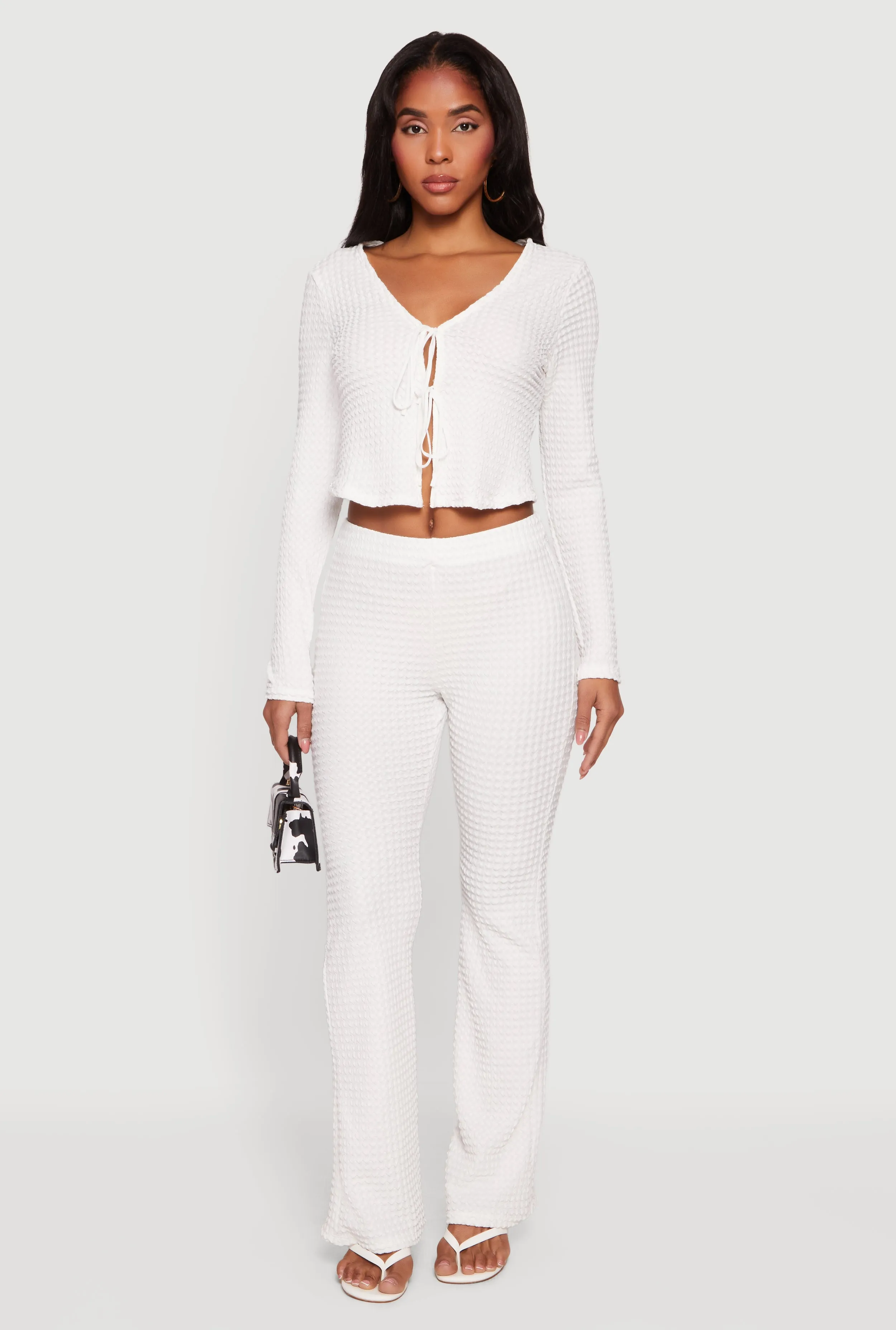 High Waisted Textured Knit Slim Bootcut Pants sold by Rainbow