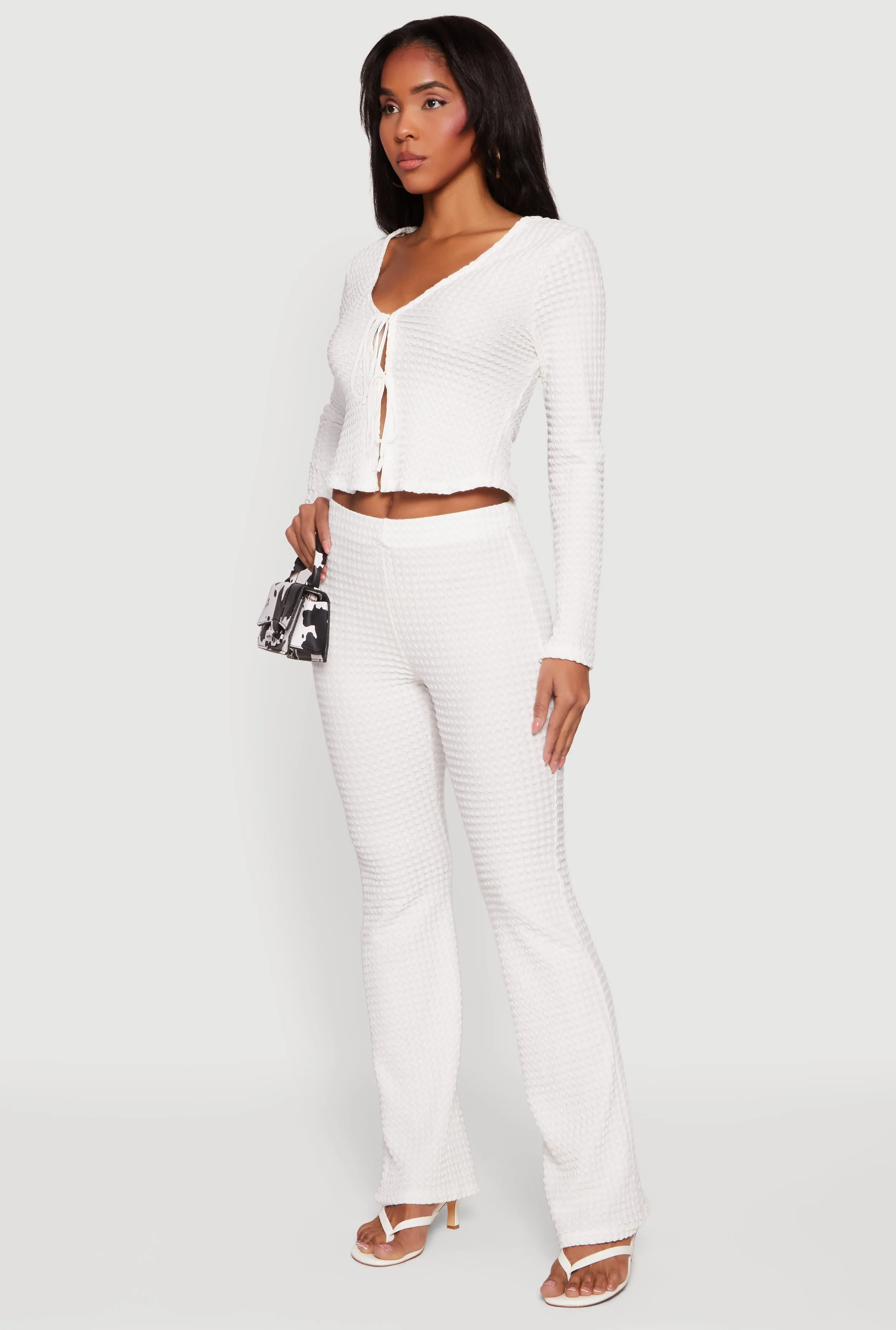 High Waisted Textured Knit Slim Bootcut Pants sold by Rainbow product image thumbnail 2