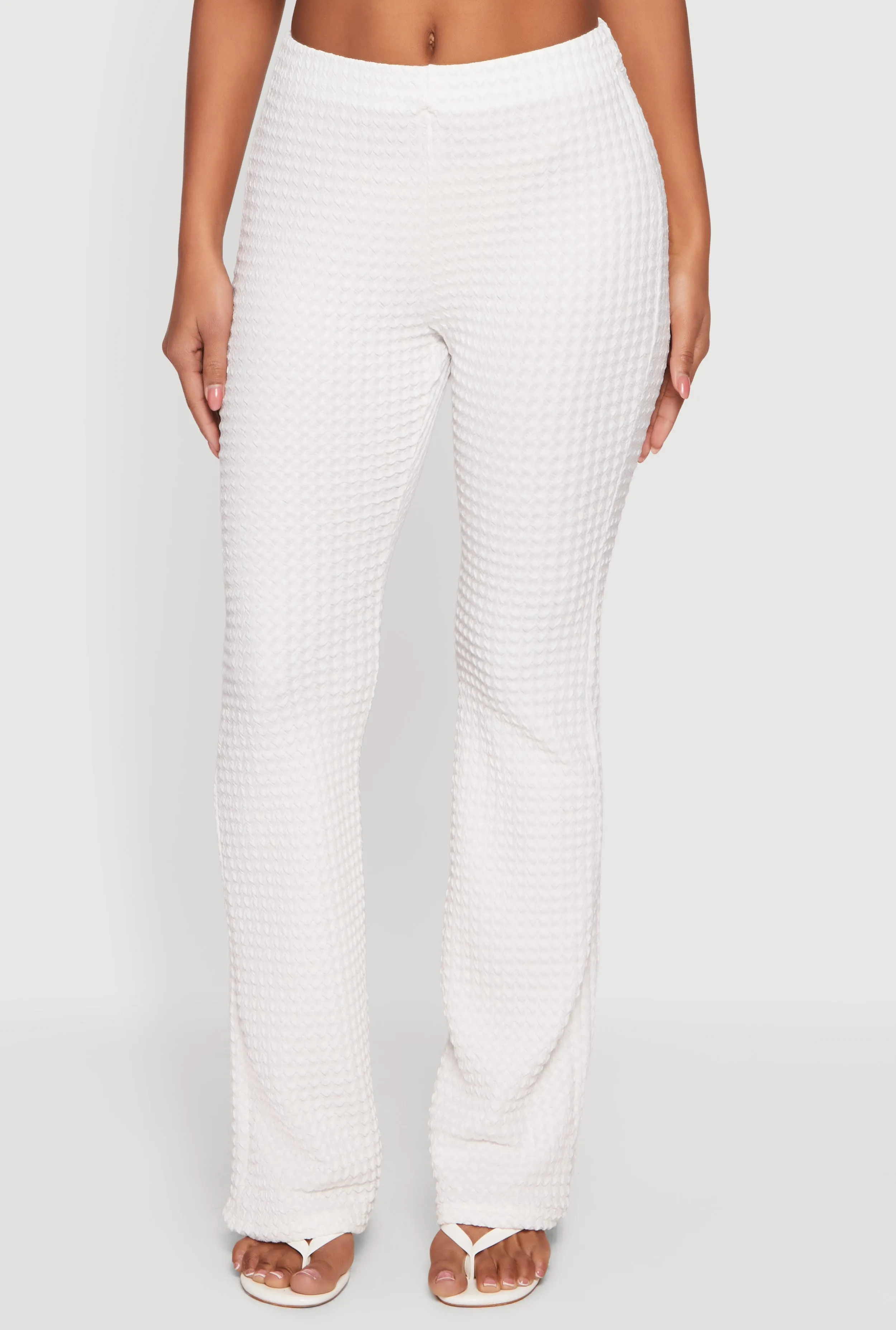 High Waisted Textured Knit Slim Bootcut Pants sold by Rainbow product image thumbnail 3