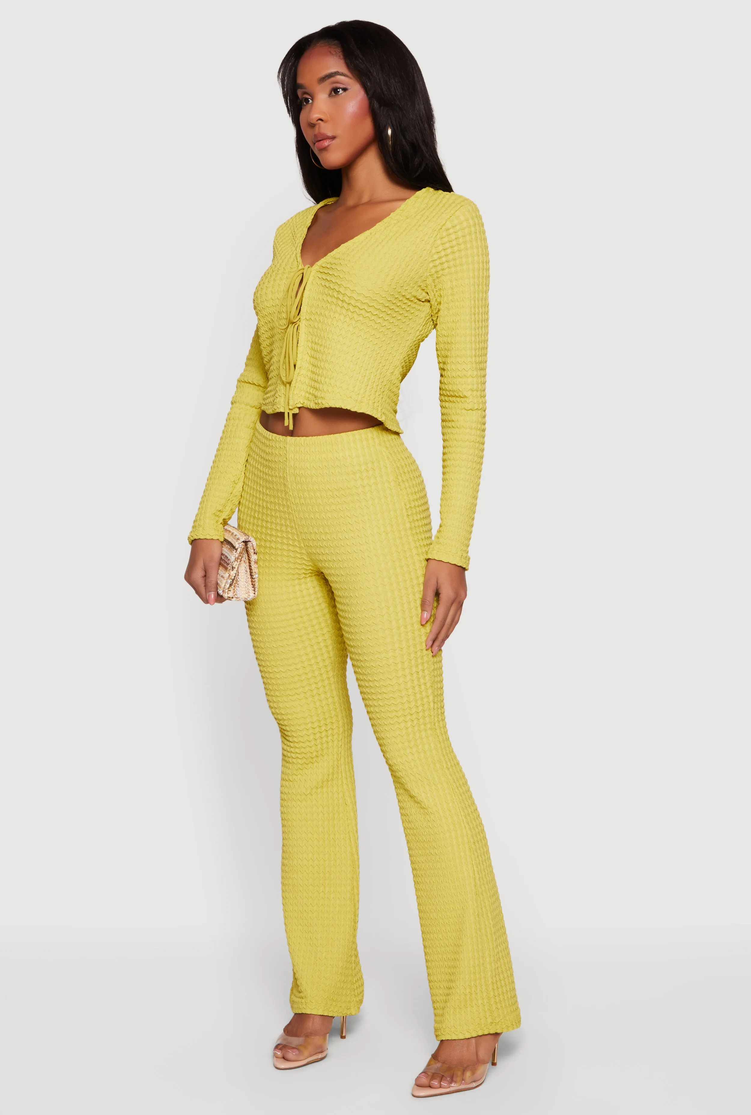 High Waisted Textured Knit Slim Bootcut Pants sold by Rainbow product image thumbnail 2