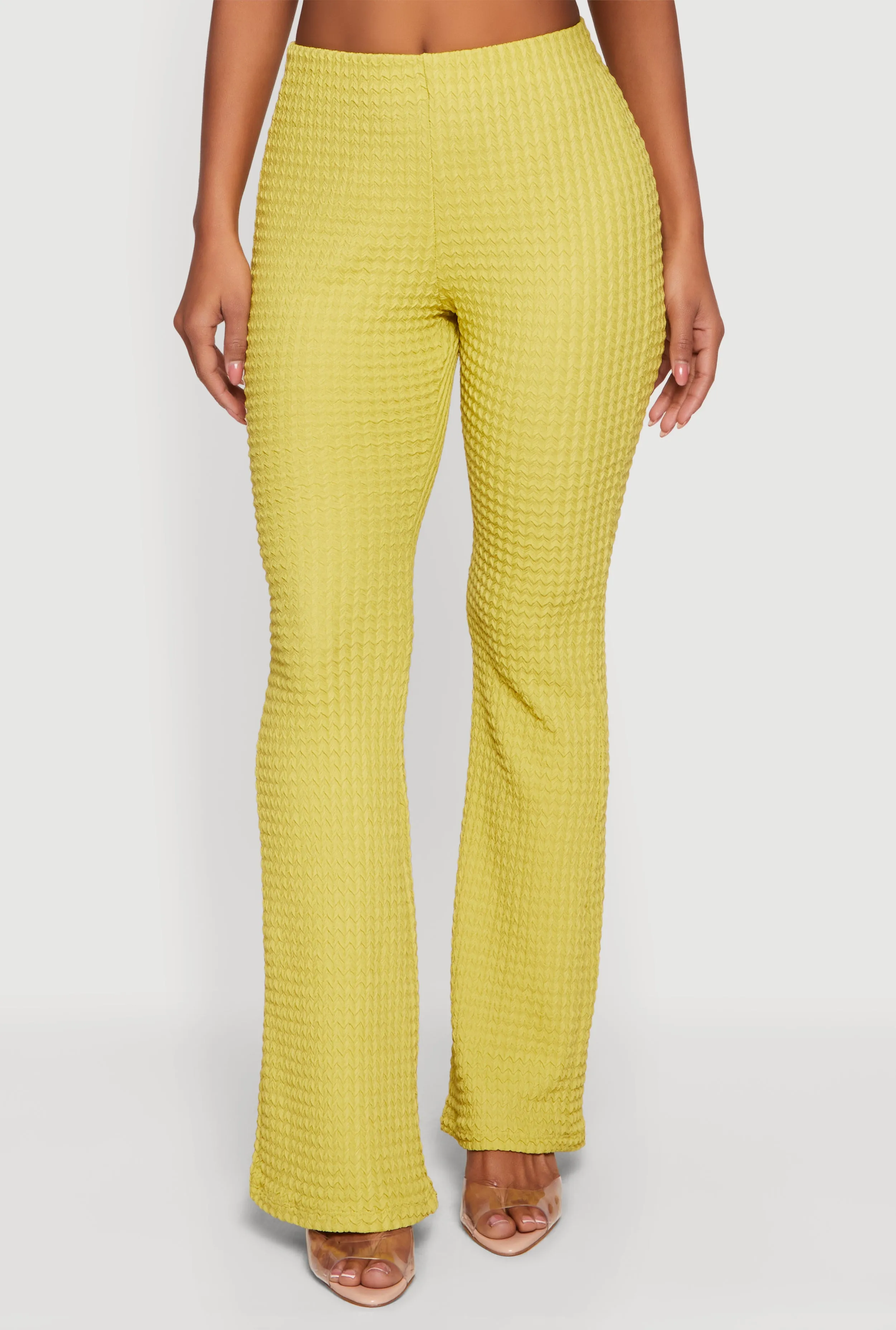 High Waisted Textured Knit Slim Bootcut Pants sold by Rainbow product image thumbnail 3