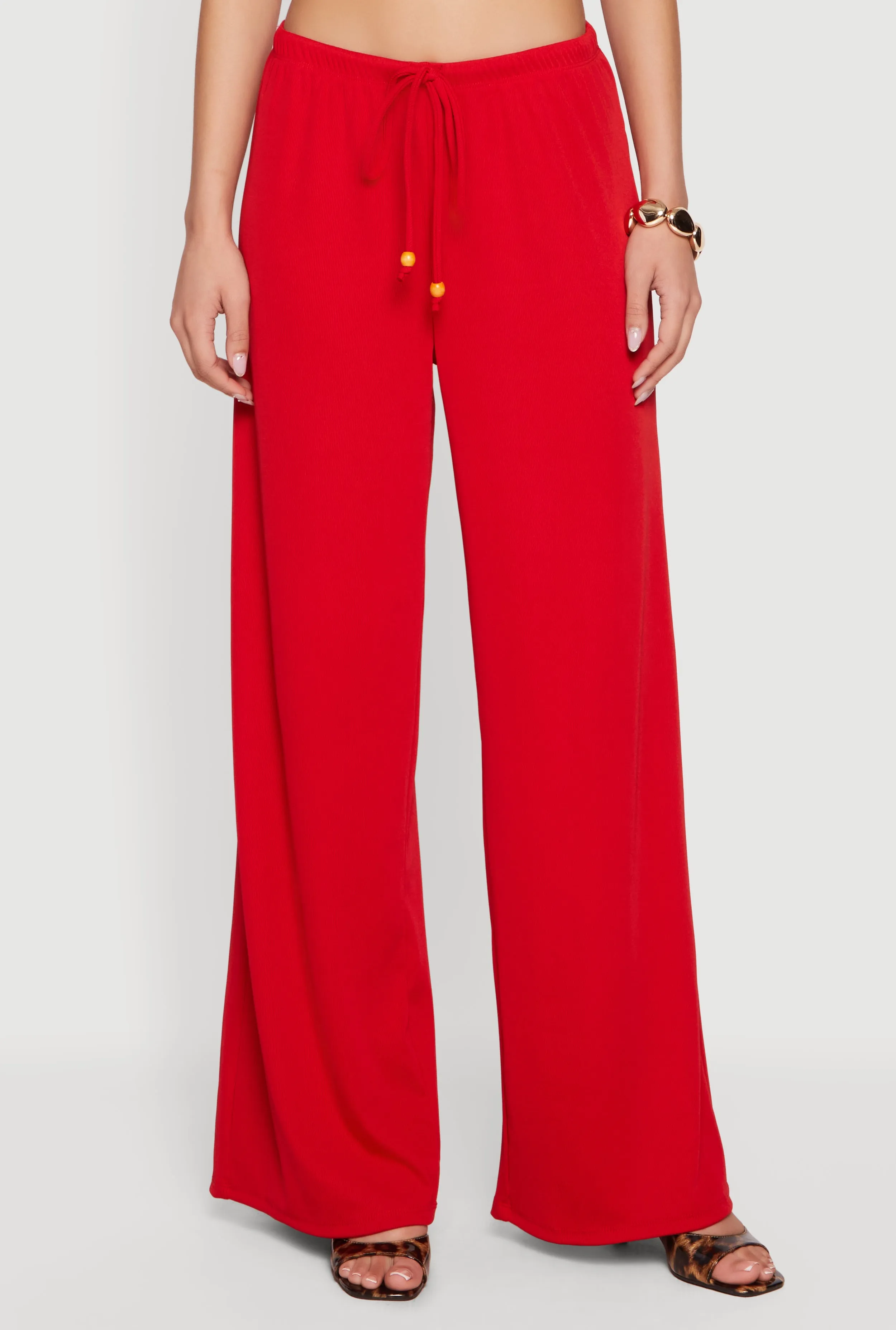 Rib Knit Beaded Drawstring Waist Pull On Pants sold by Rainbow product image thumbnail 3