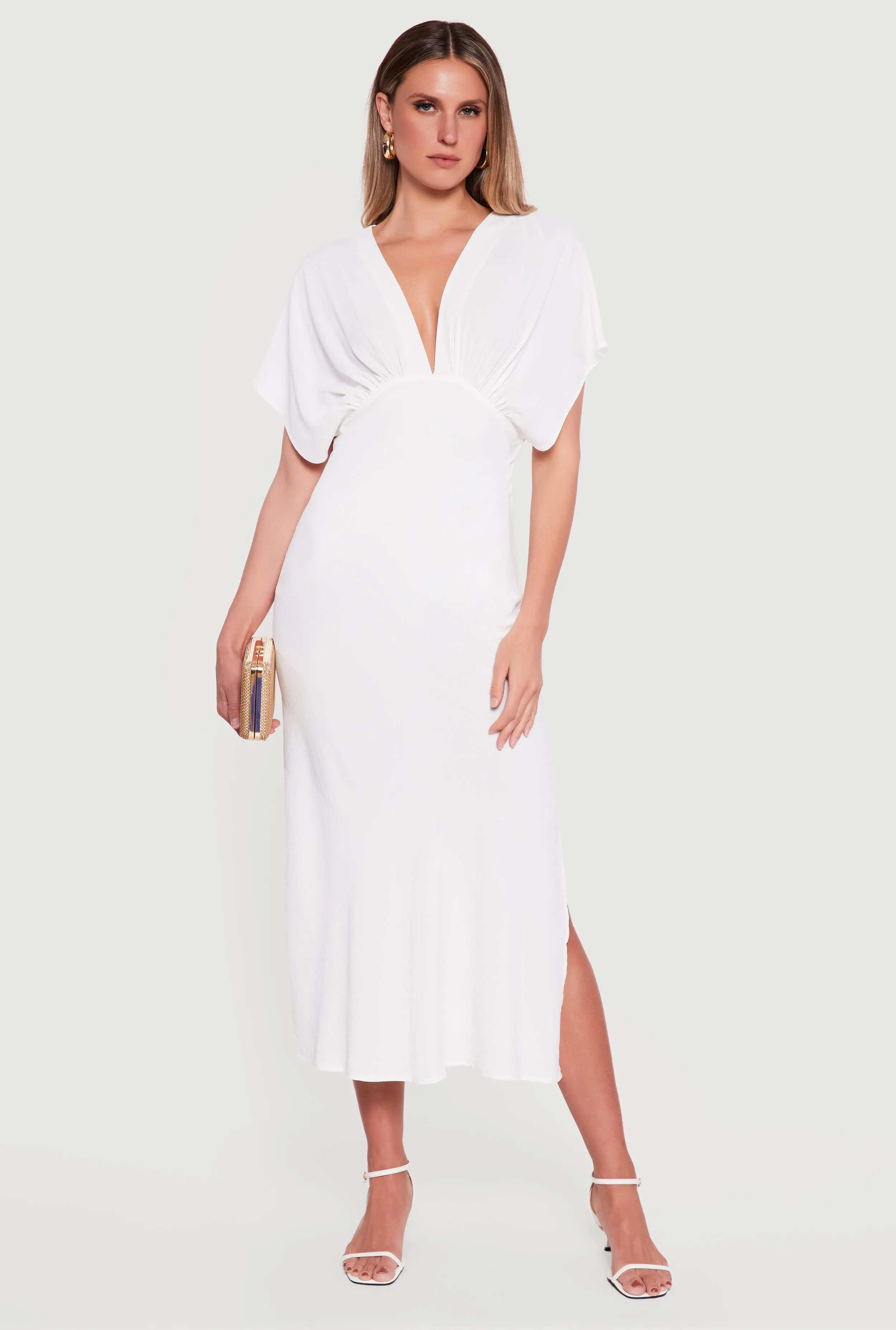 Batwing Sleeve Empire Waist Dress with Side Slit sold by Rainbow product image thumbnail 2