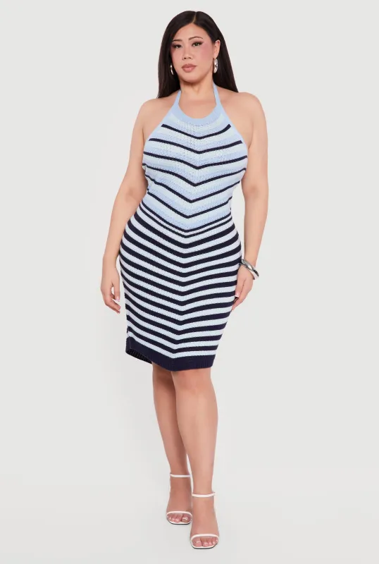 Plus Size Chevron Crochet Halter Midi Dress sold by Rainbow