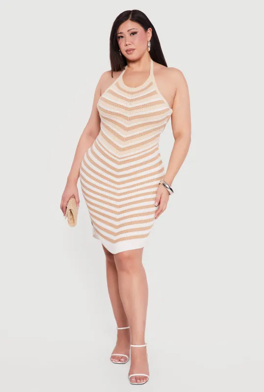 Plus Size Chevron Crochet Halter Midi Dress sold by Rainbow
