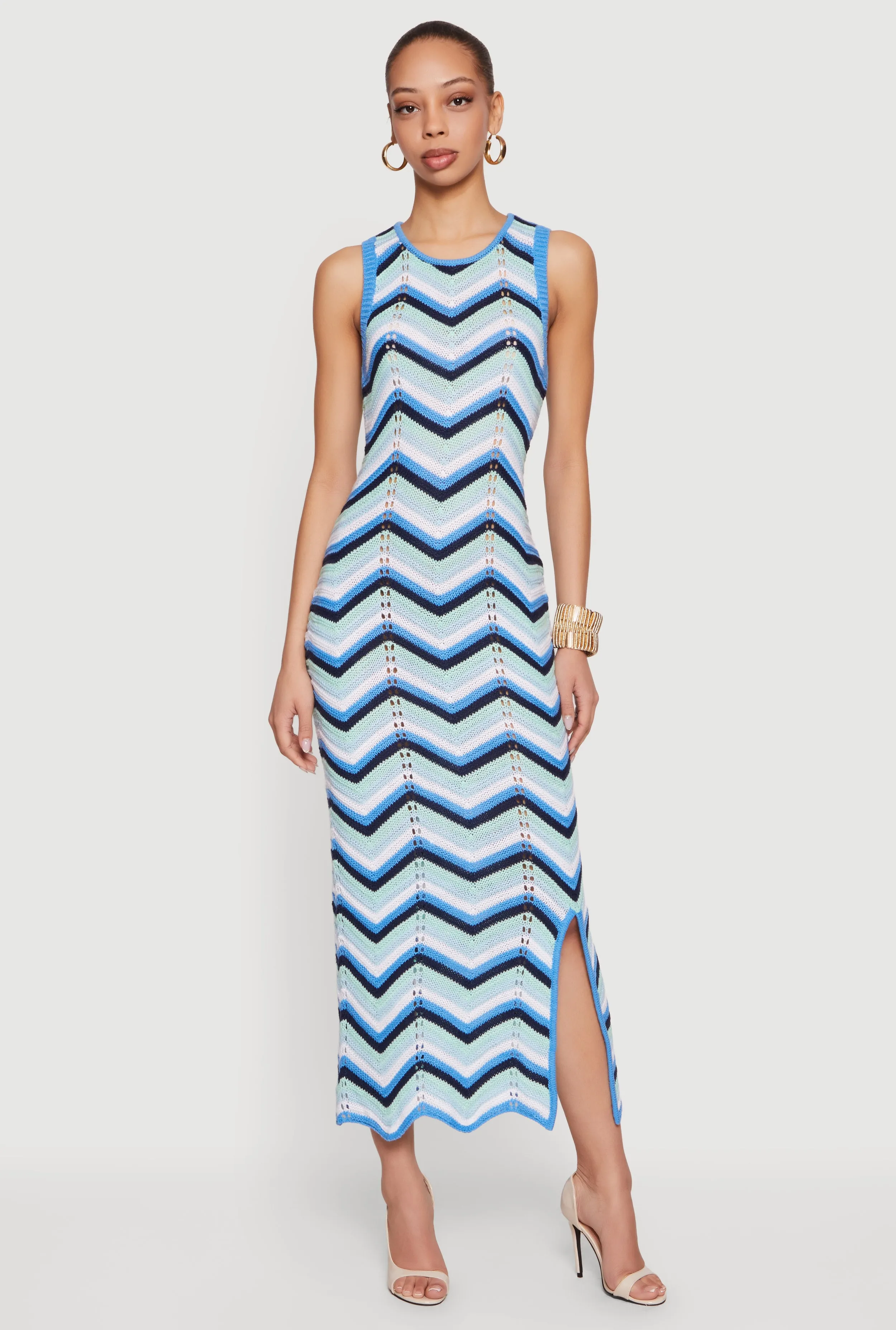 Chevron Crochet Side Slit Maxi Dress sold by Rainbow