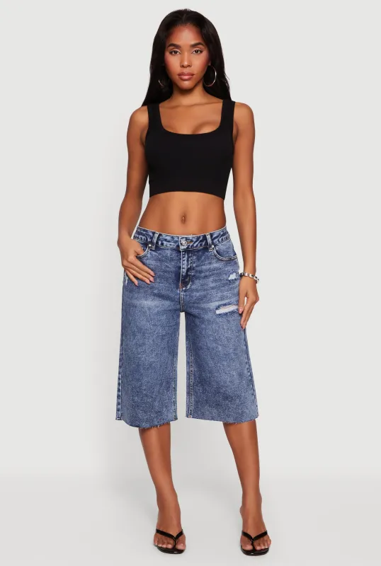 WAX Distressed Raw Hem Jorts sold by Rainbow