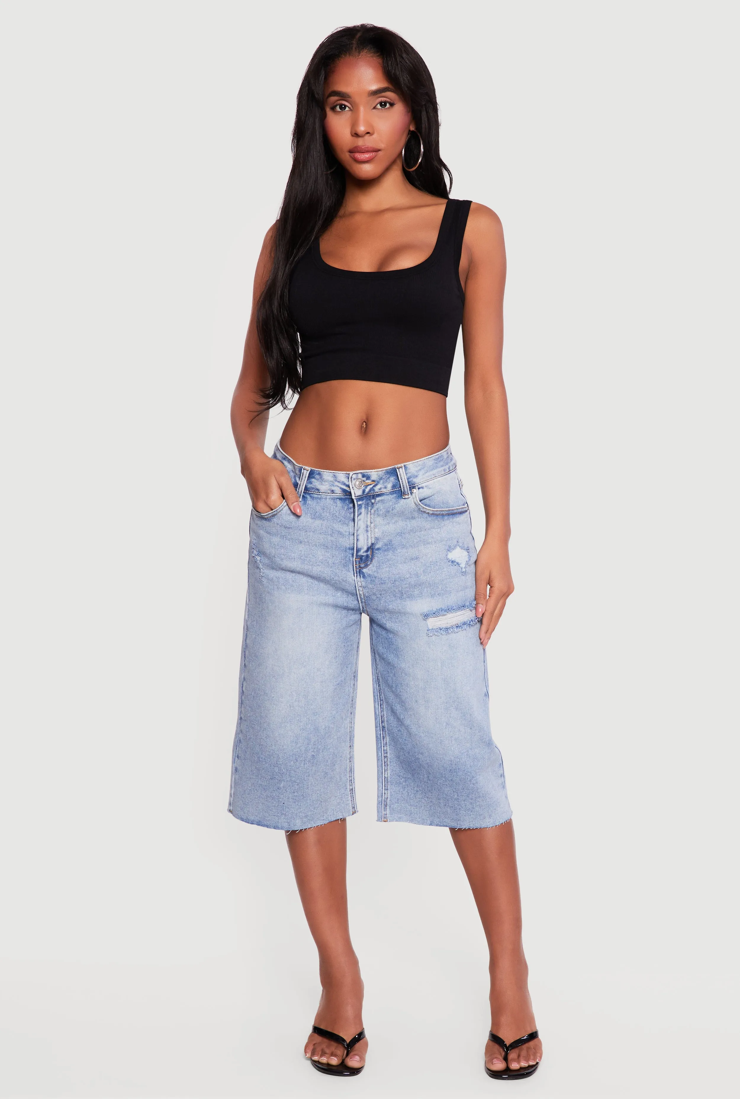 WAX Distressed Raw Hem Jorts sold by Rainbow product image thumbnail 2