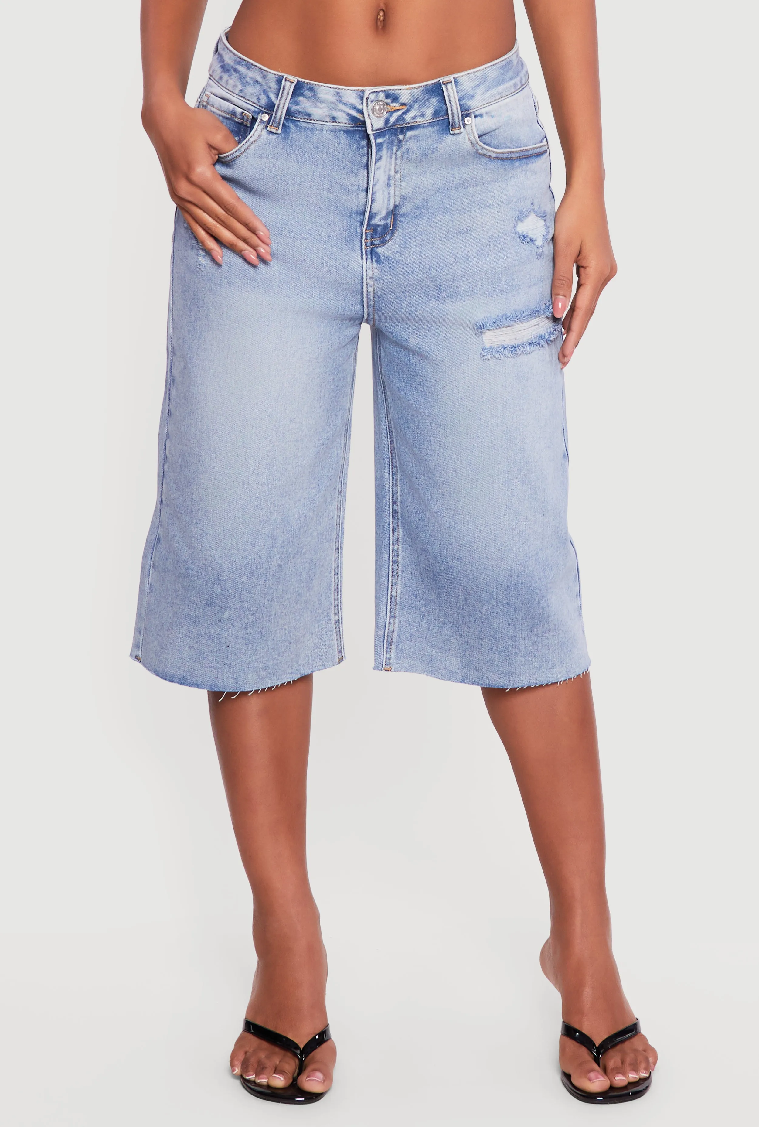 WAX Distressed Raw Hem Jorts sold by Rainbow product image thumbnail 3