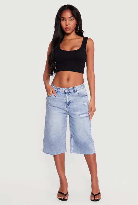 WAX Distressed Raw Hem Jorts sold by Rainbow