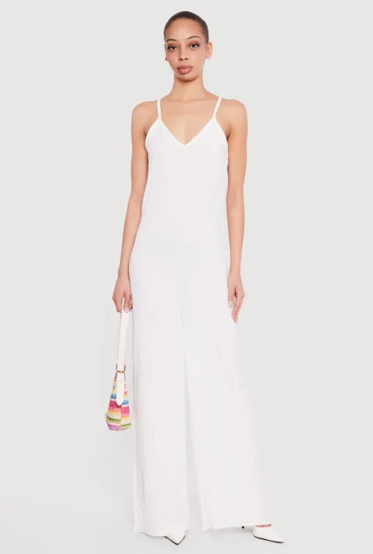 Sleeveless V-Neck Crepe Knit Jumpsuit sold by Rainbow