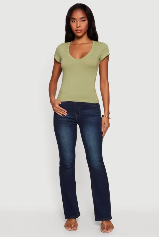 V Neck Short Sleeve Basic Tee sold by Rainbow