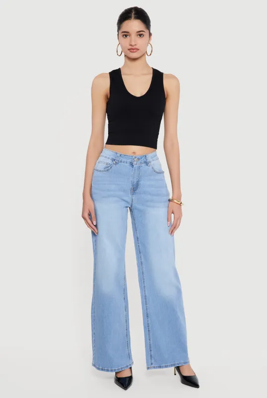Whiskered Wide Leg Jeans sold by Rainbow