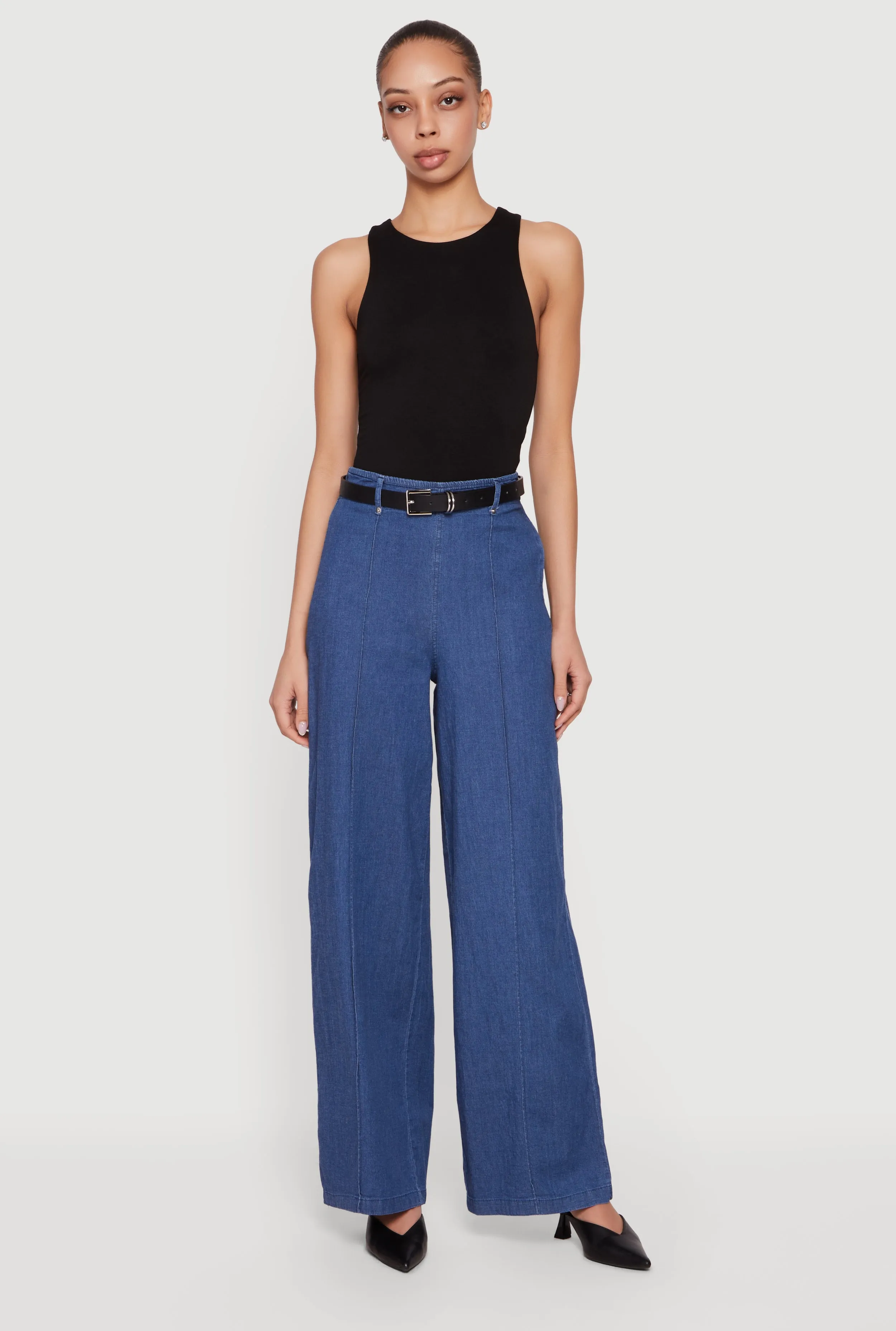 High Waisted Wide Leg Chambray Pants sold by Rainbow