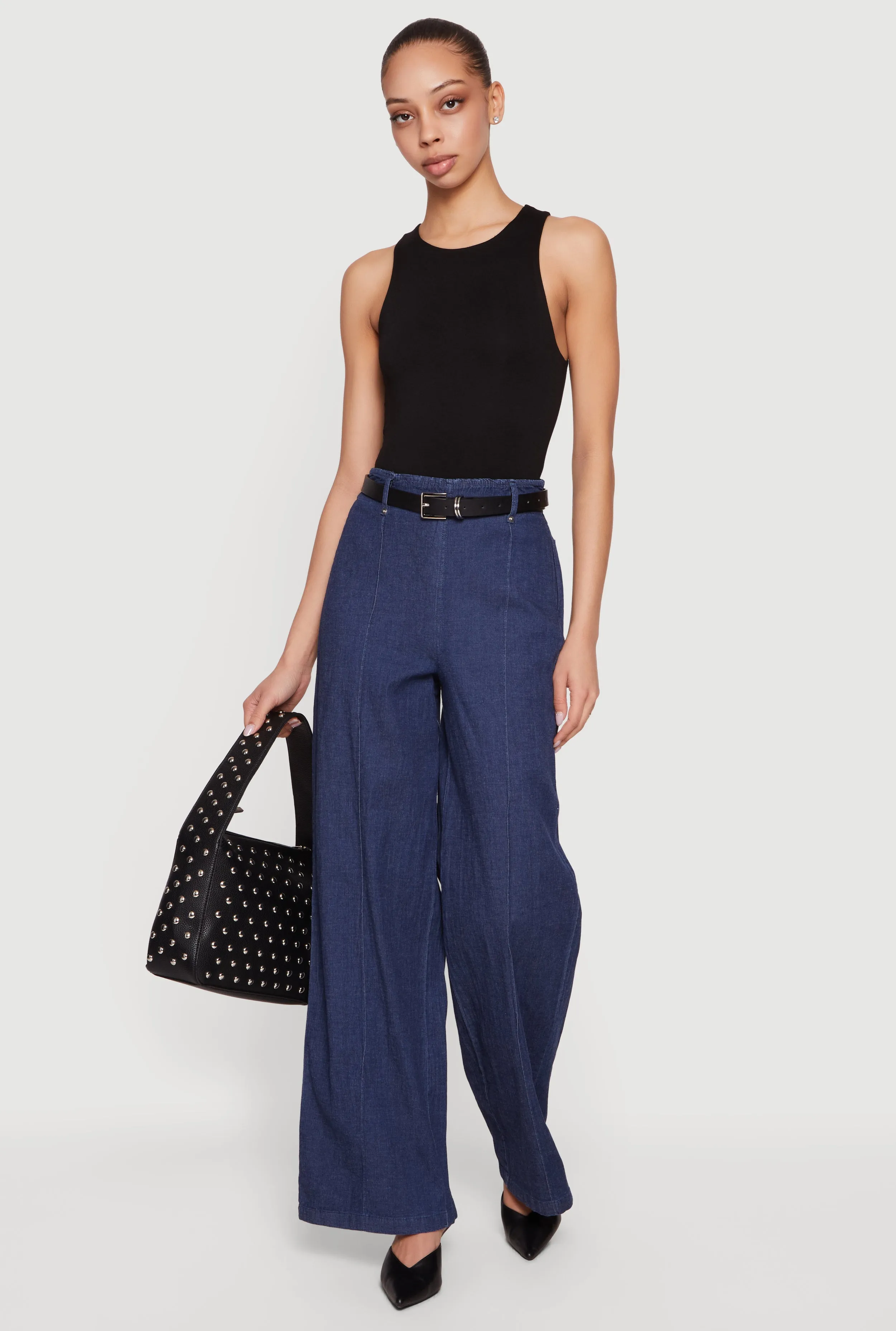 High Waisted Wide Leg Chambray Pants sold by Rainbow product image thumbnail 3