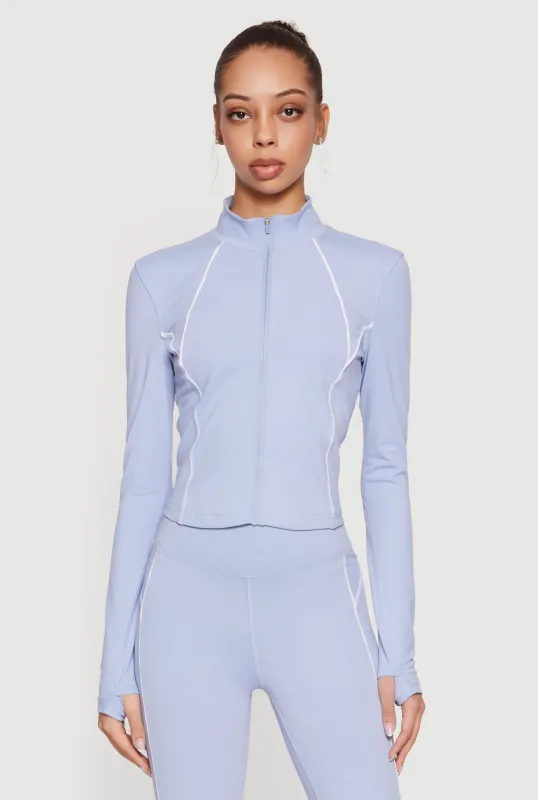 Contrast Piping Active Jacket with Thumb Holes sold by Rainbow